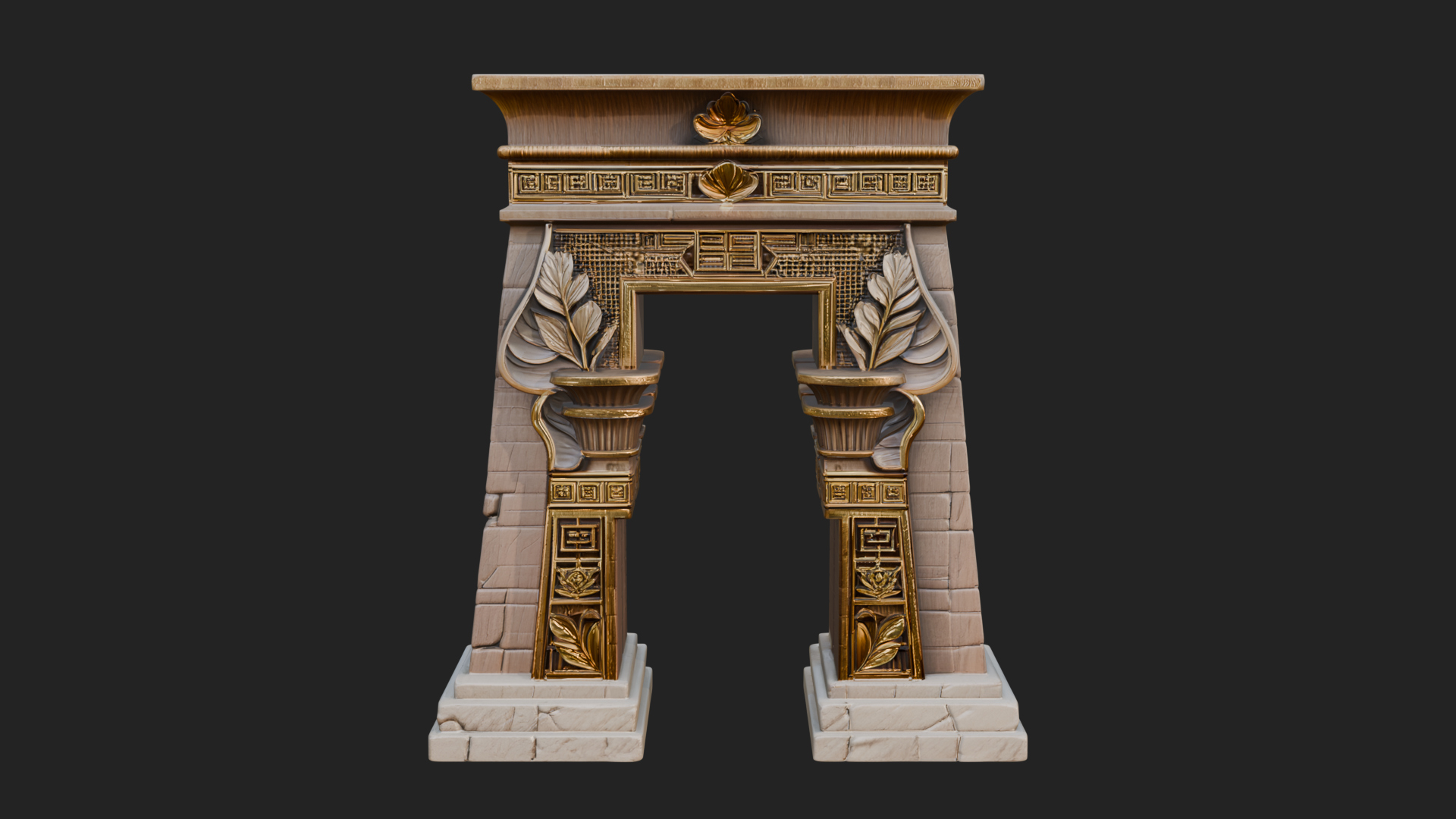 Carved Temple Doorway Arch Design 3 3D Print Model 3D Model