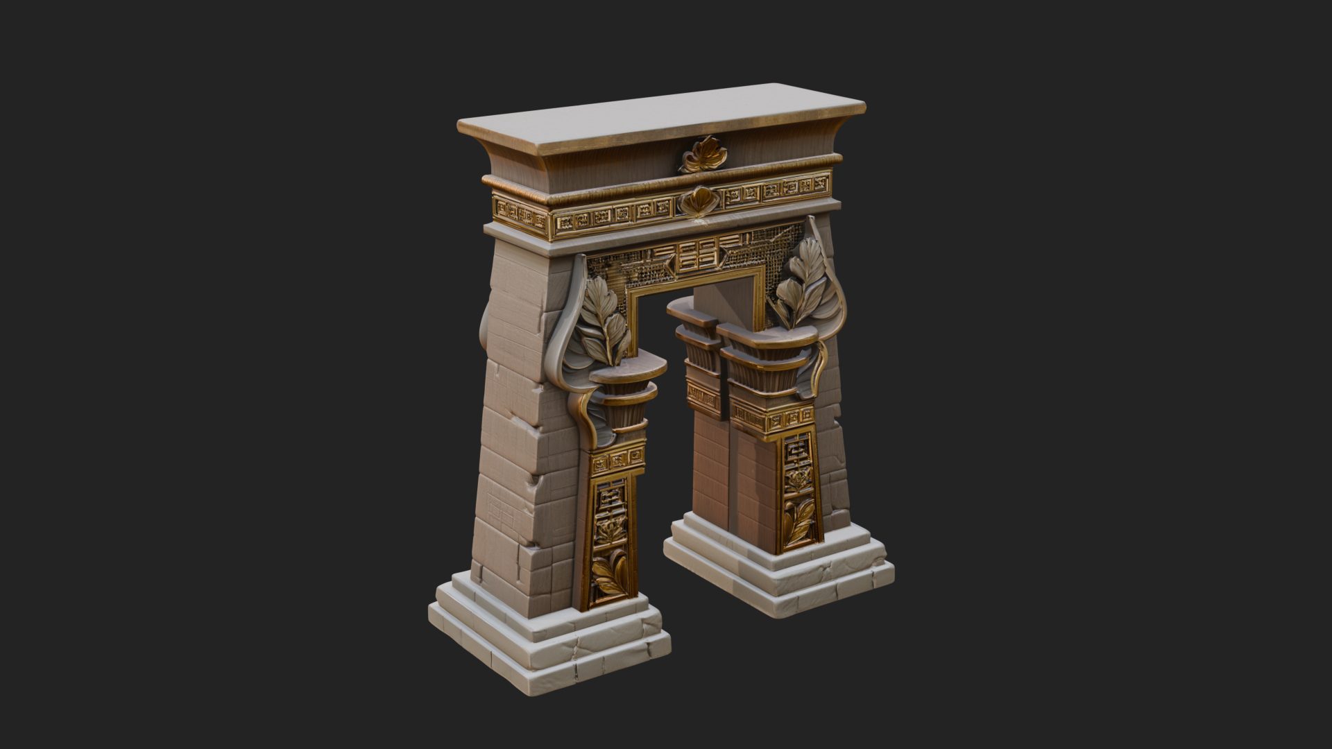 Carved Temple Doorway Arch Design 3 3D Print Model 3D Model