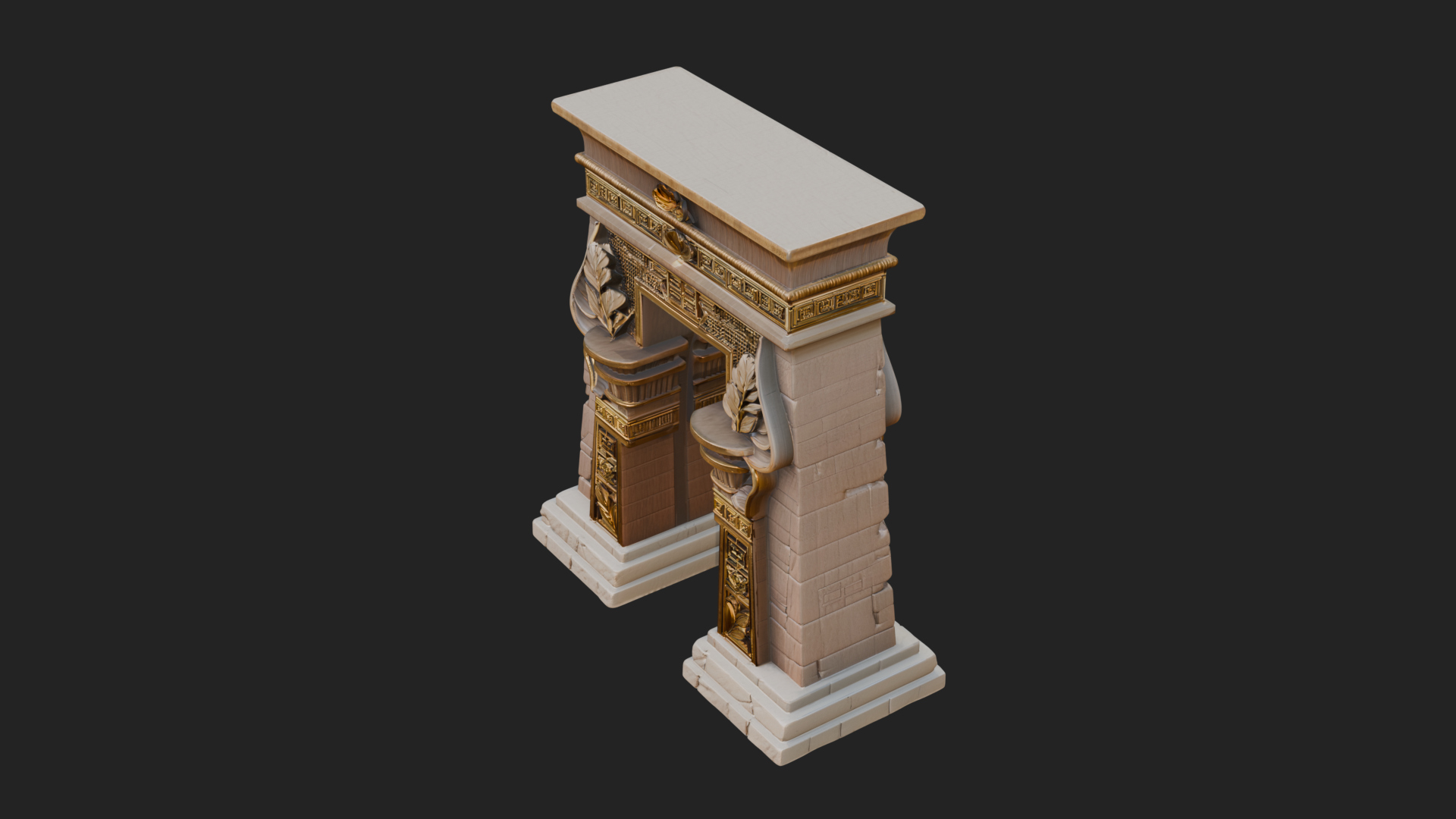 Carved Temple Doorway Arch Design 3 3D Print Model 3D Model