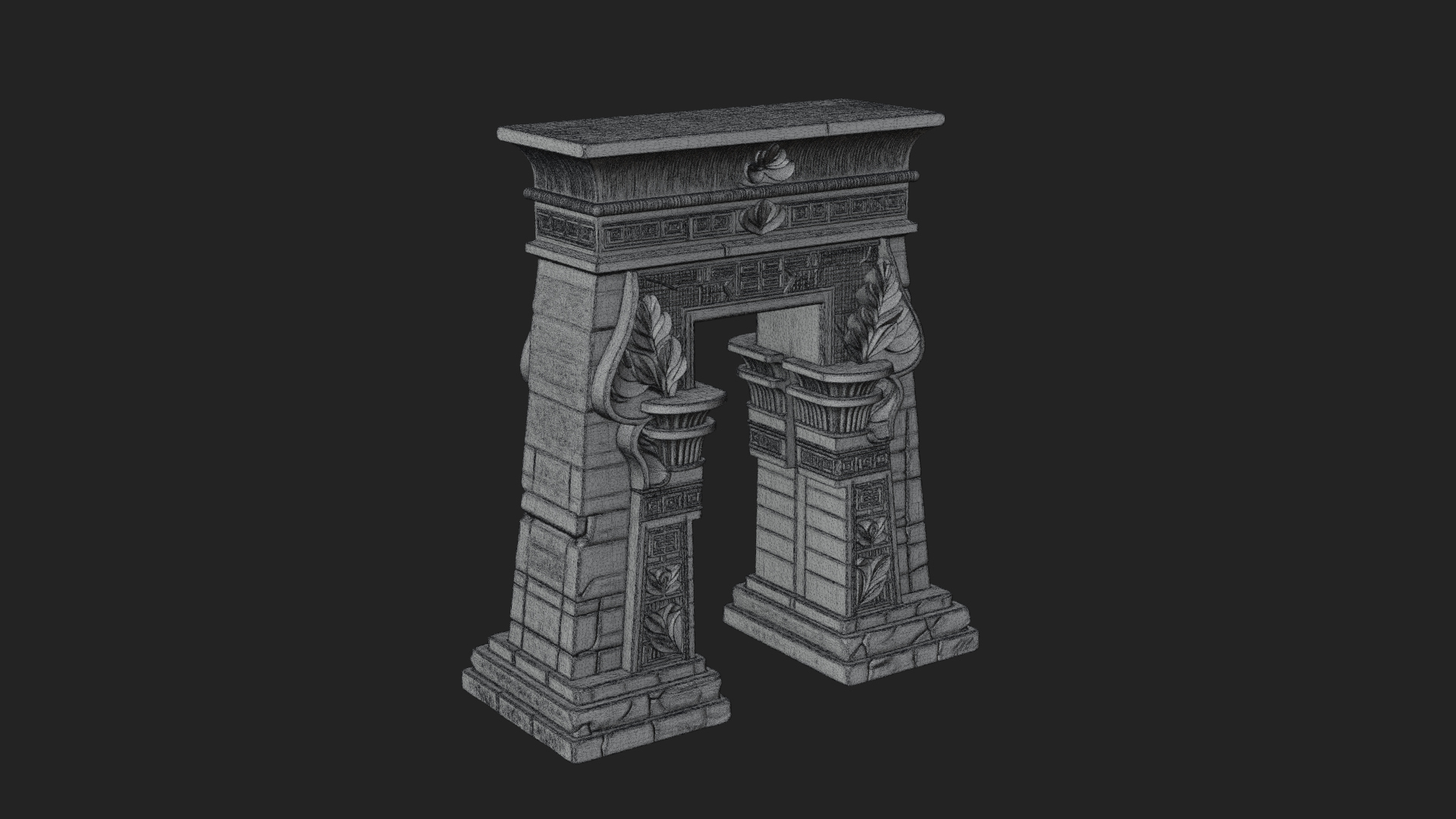 Carved Temple Doorway Arch Design 3 3D Print Model 3D Model
