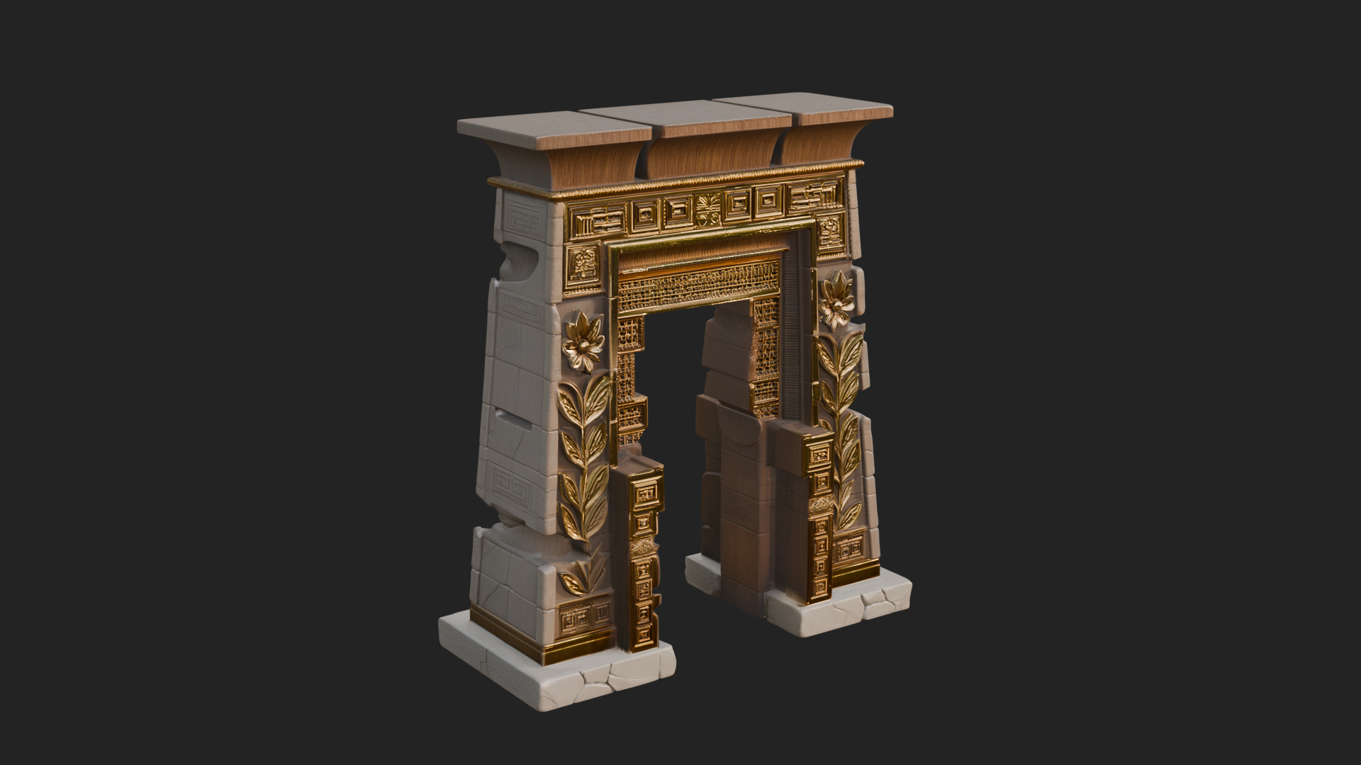 Carved Temple Doorway Arch Design 4 3D Print Model 3D Model