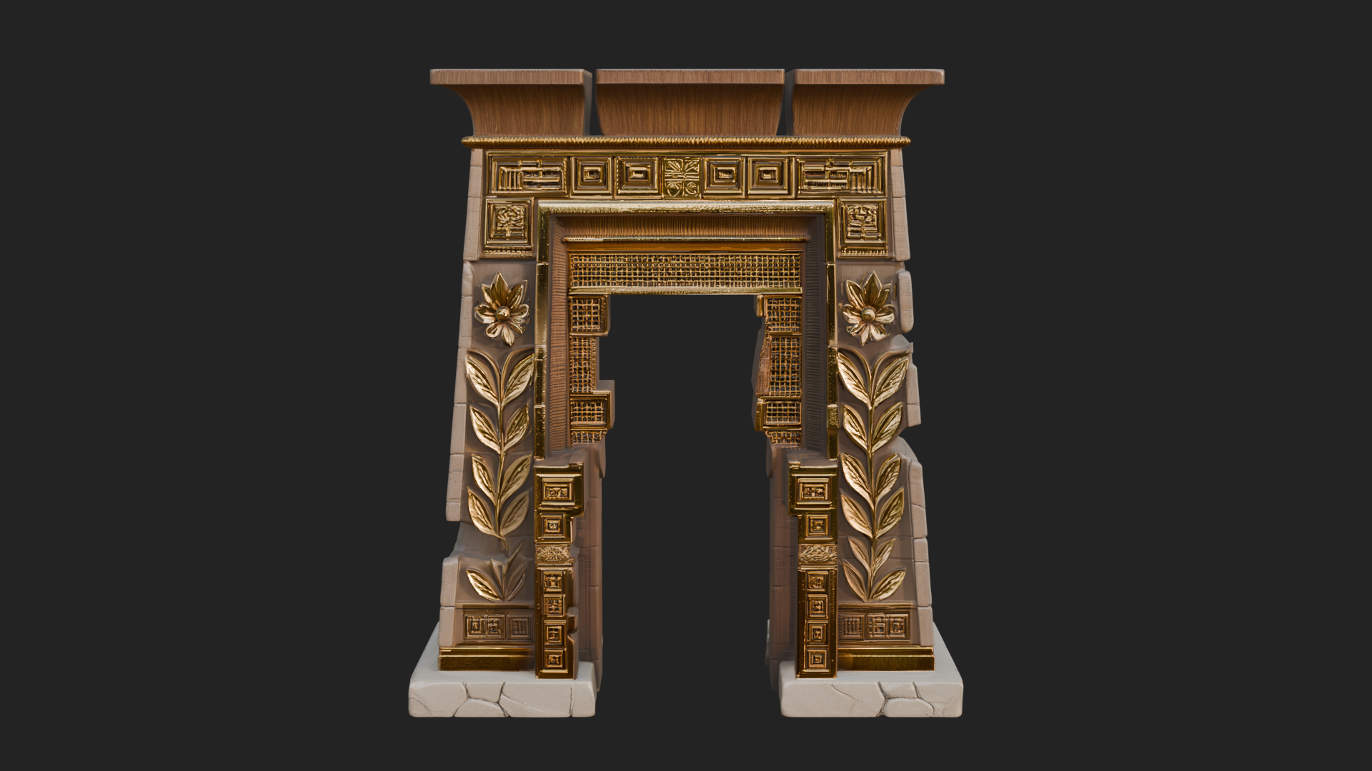 Carved Temple Doorway Arch Design 4 3D Print Model 3D Model