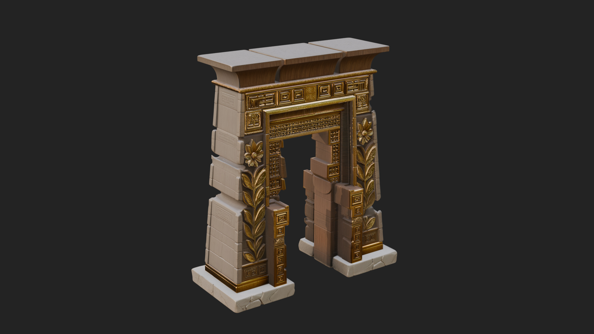 Carved Temple Doorway Arch Design 4 3D Print Model 3D Model