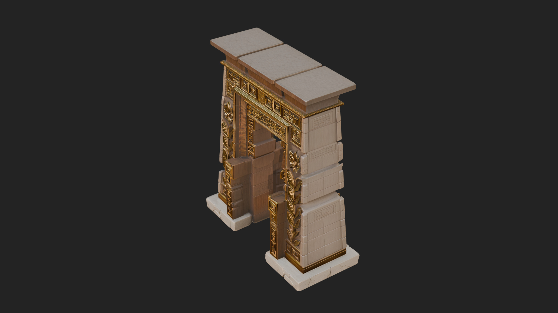 Carved Temple Doorway Arch Design 4 3D Print Model 3D Model