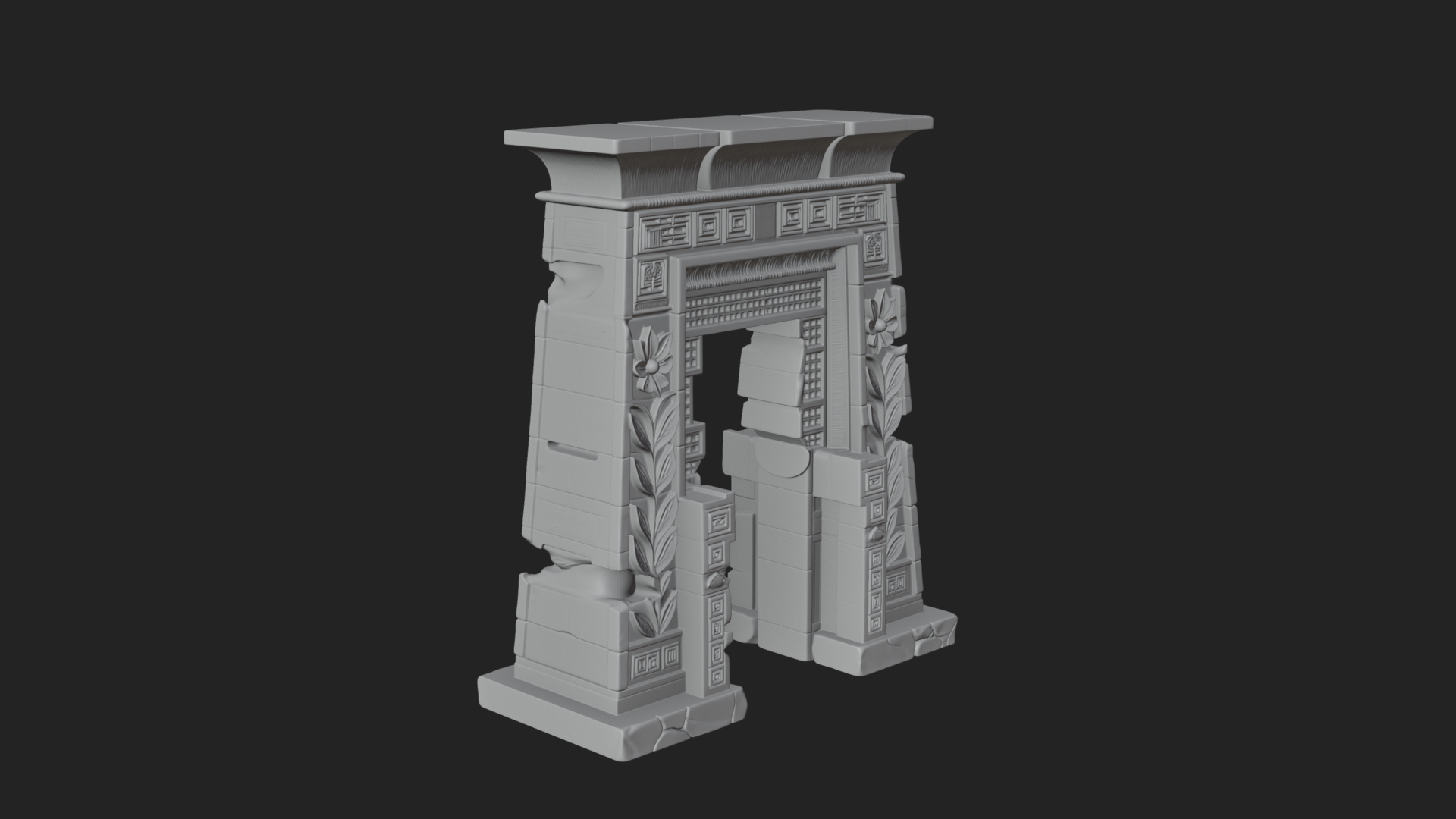 Carved Temple Doorway Arch Design 4 3D Print Model 3D Model