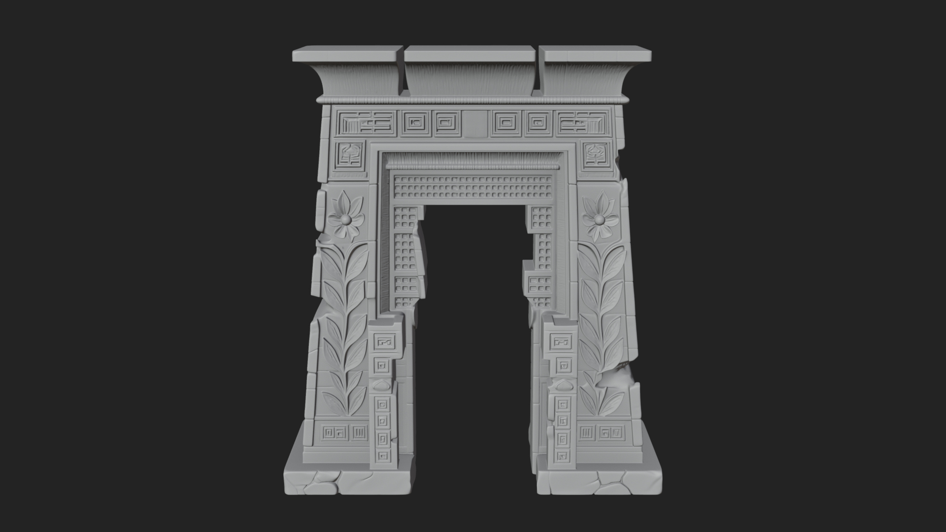 Carved Temple Doorway Arch Design 4 3D Print Model 3D Model