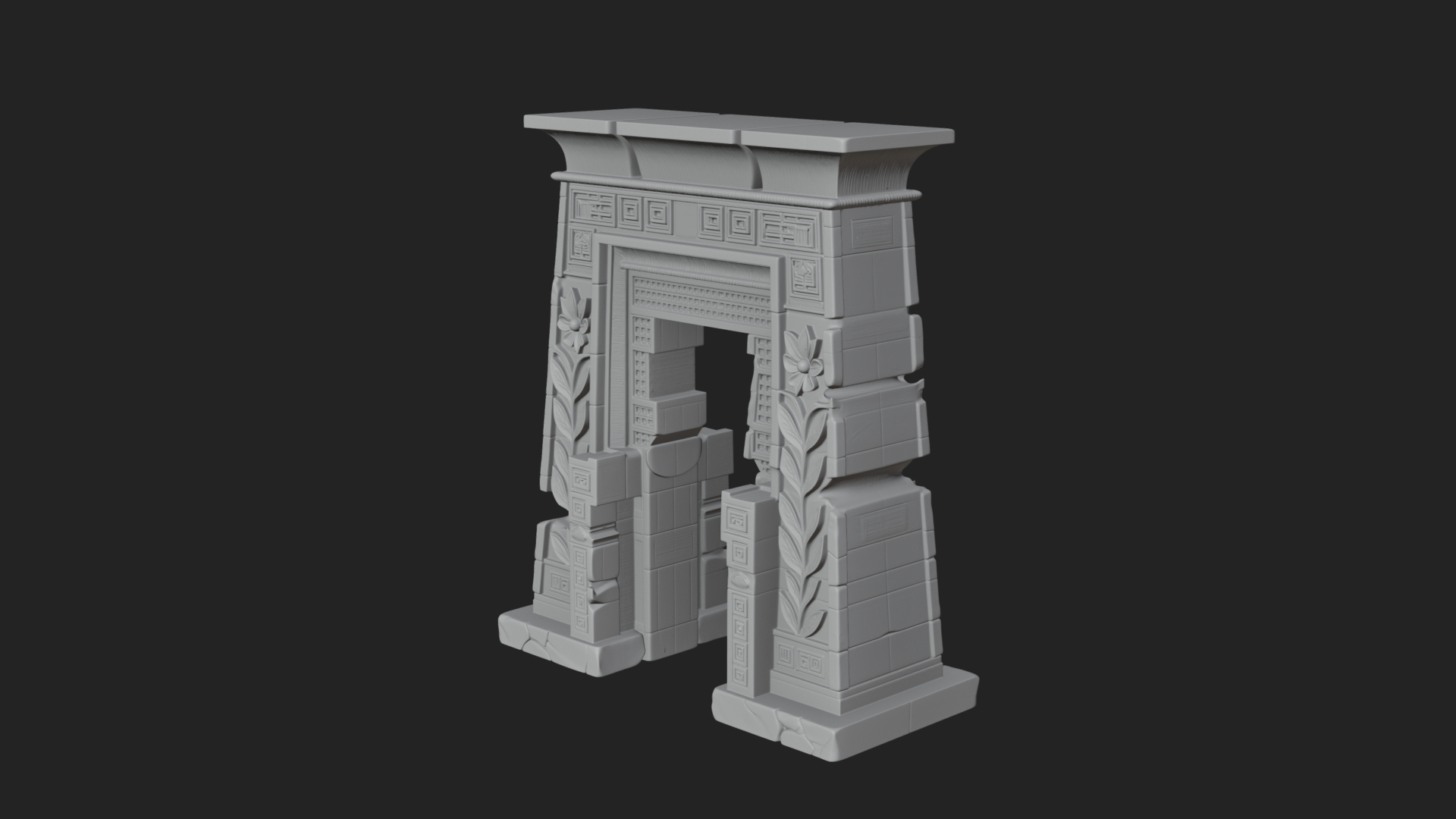 Carved Temple Doorway Arch Design 4 3D Print Model 3D Model