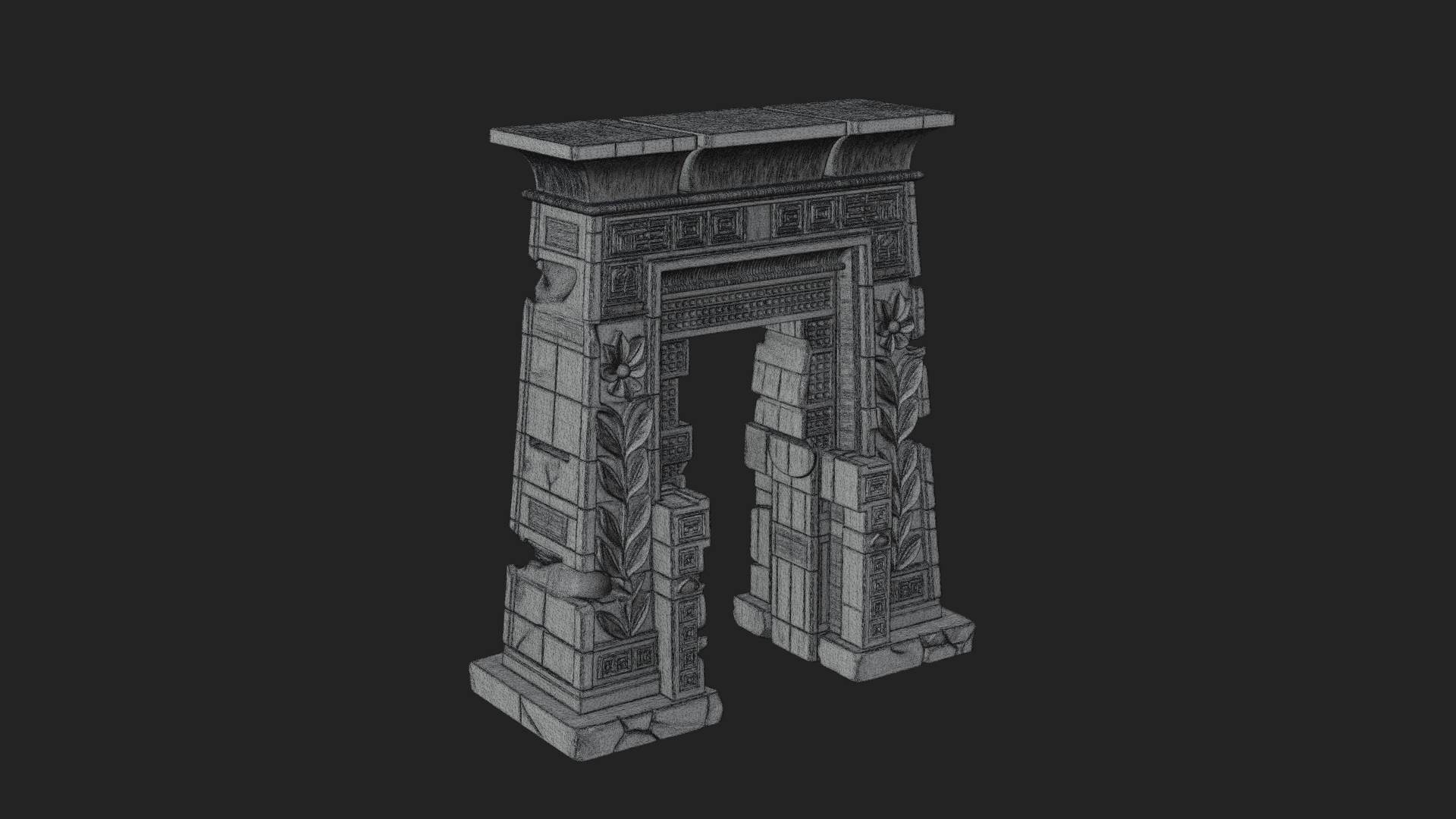 Carved Temple Doorway Arch Design 4 3D Print Model 3D Model