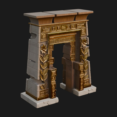 Carved Temple Doorway Arch Design 4 3D Print Model