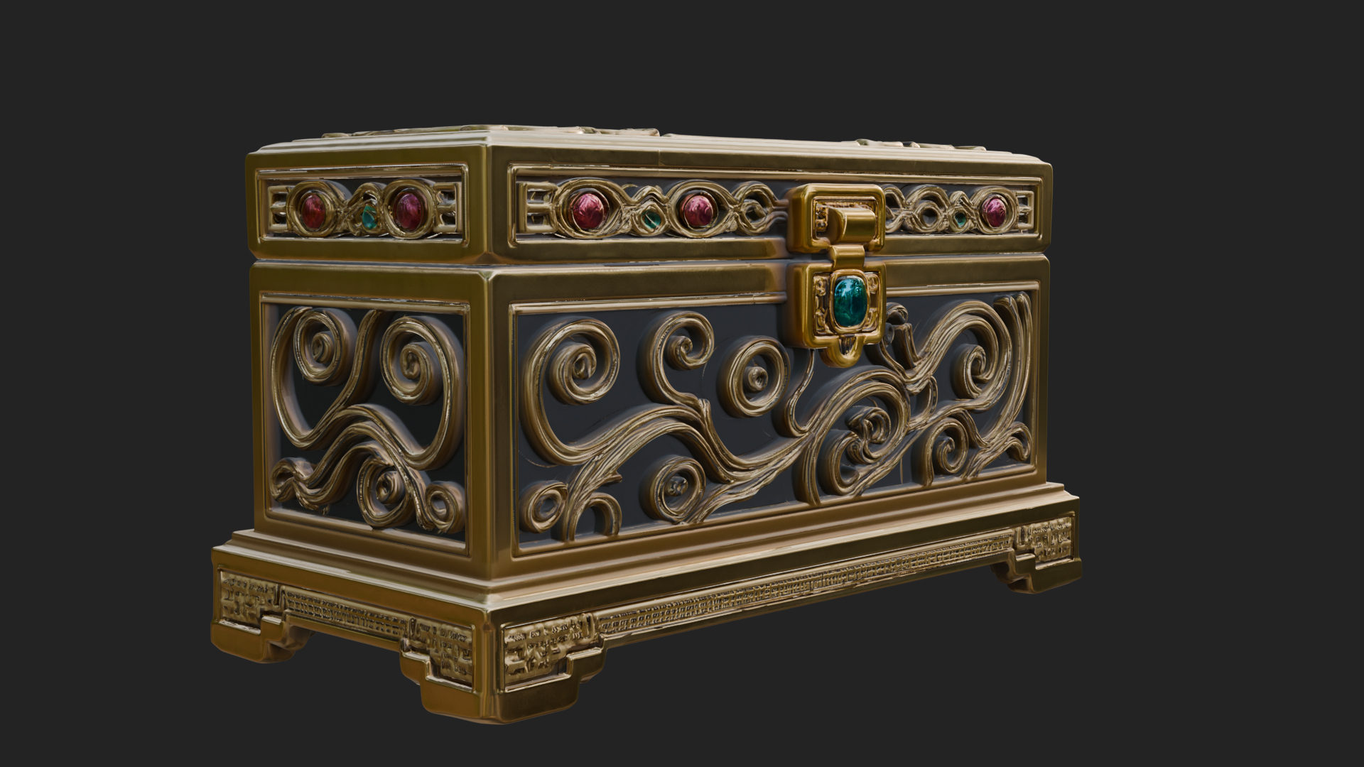 Carved Treasure Chest Model Design 10 3D Print Model 3D Model