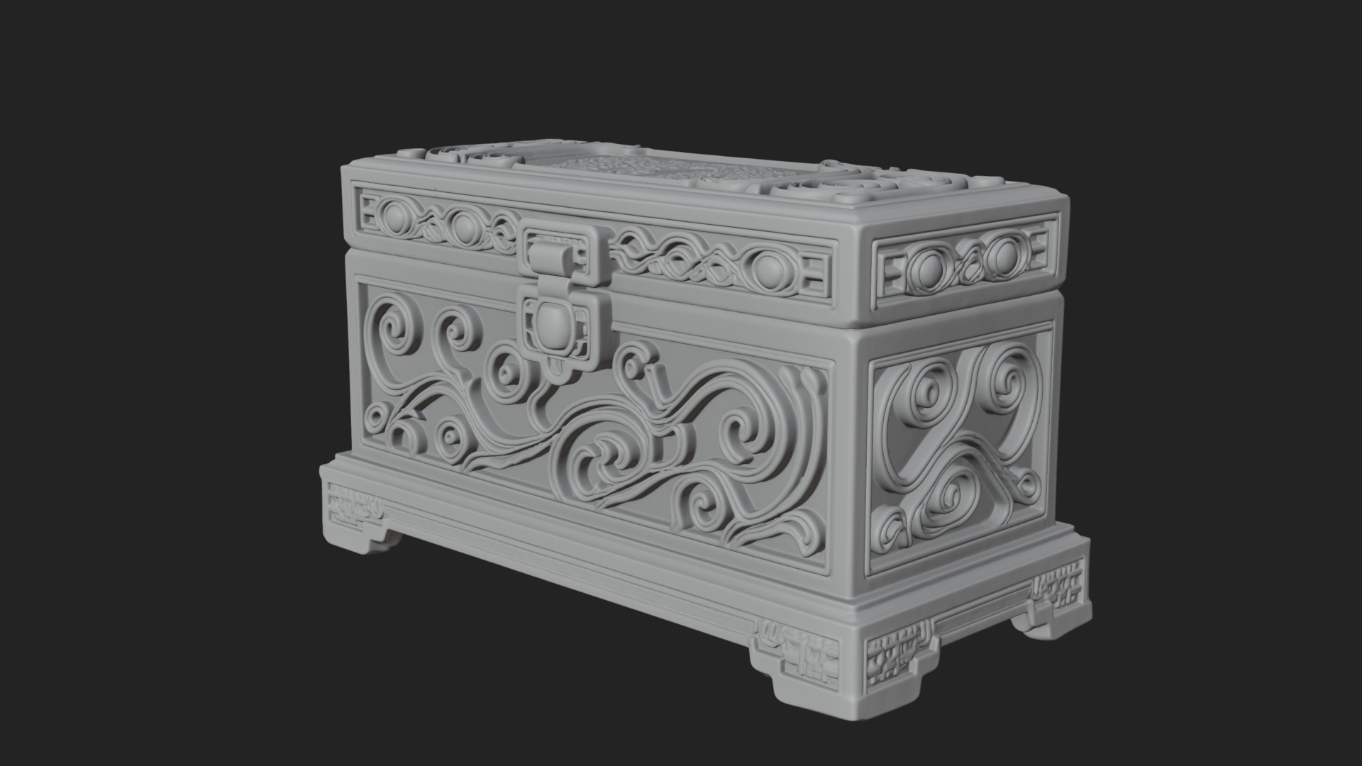 Carved Treasure Chest Model Design 10 3D Print Model 3D Model