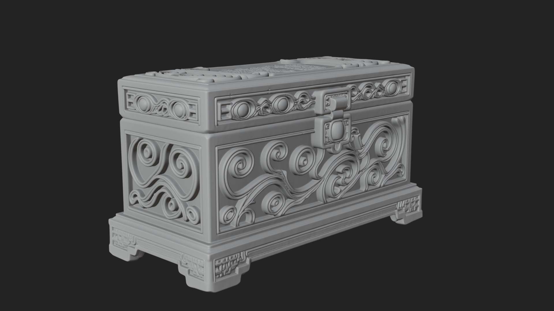 Carved Treasure Chest Model Design 10 3D Print Model 3D Model