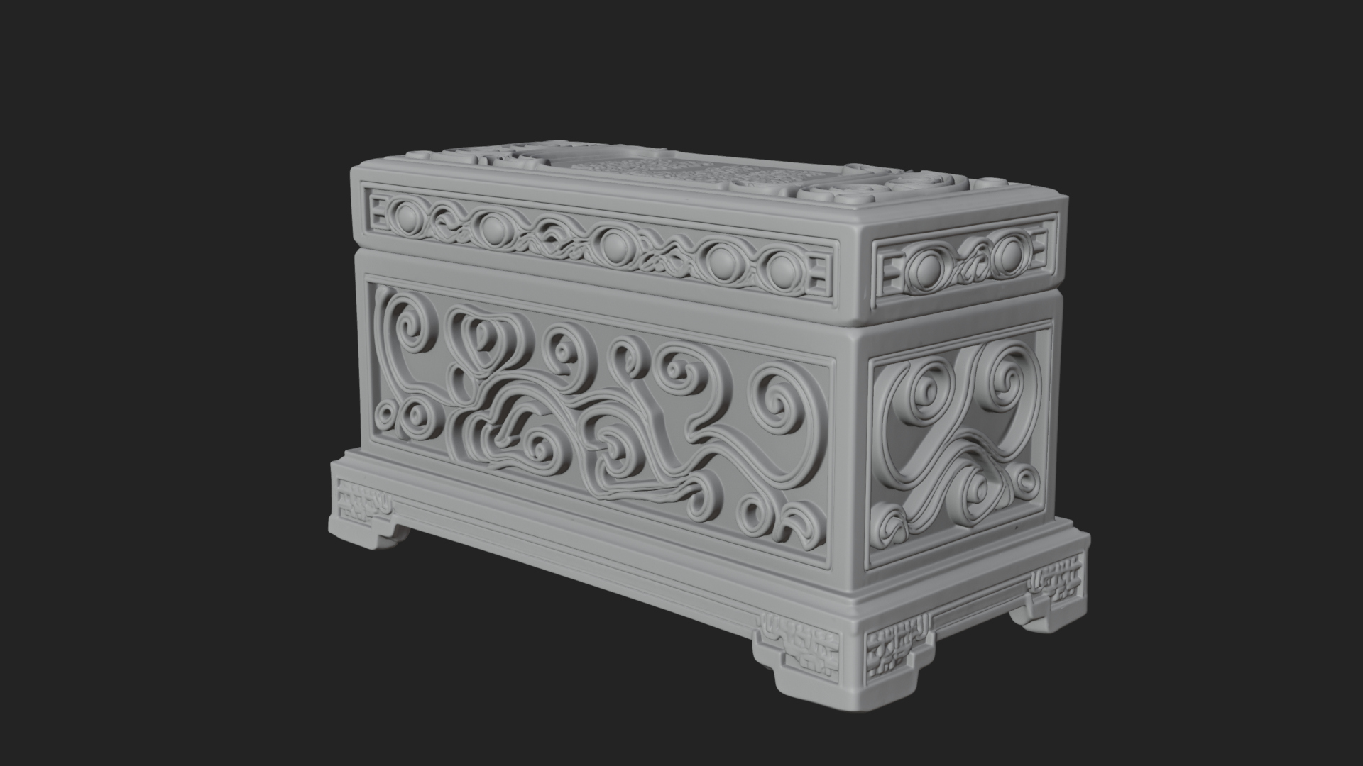 Carved Treasure Chest Model Design 10 3D Print Model 3D Model