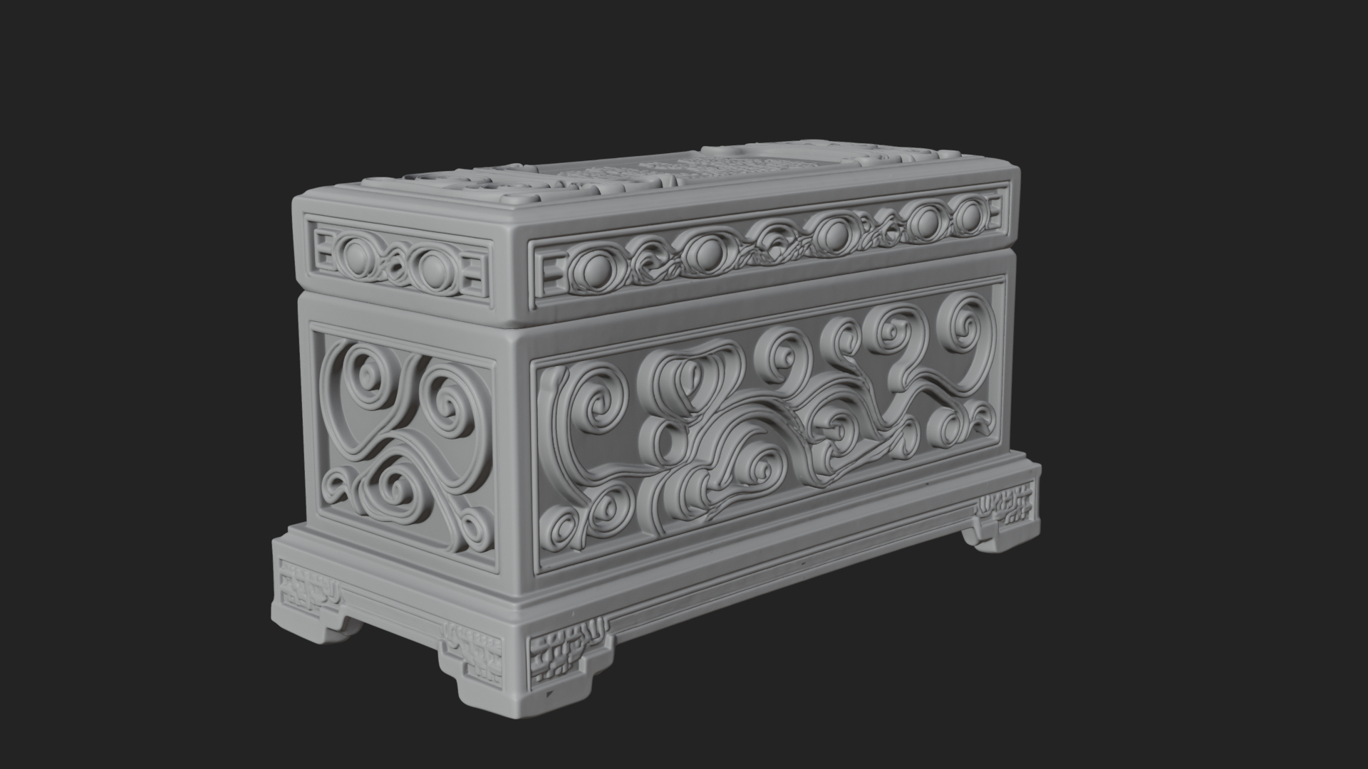 Carved Treasure Chest Model Design 10 3D Print Model 3D Model