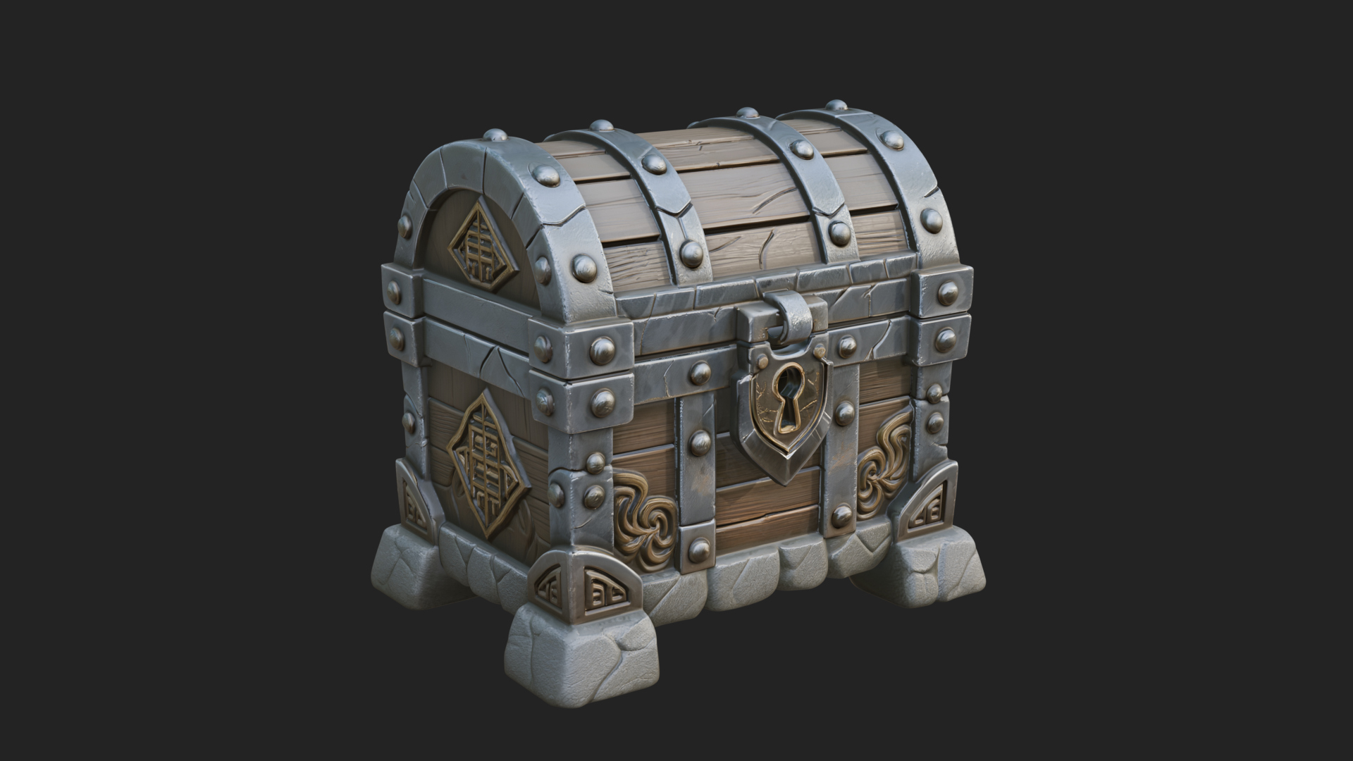 Carved Treasure Chest Model Design 14 3D Print Model 3D Model