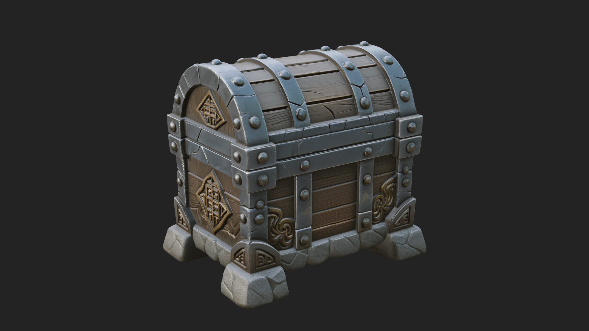 Carved Treasure Chest Model Design 14 3D Print Model 3D Model