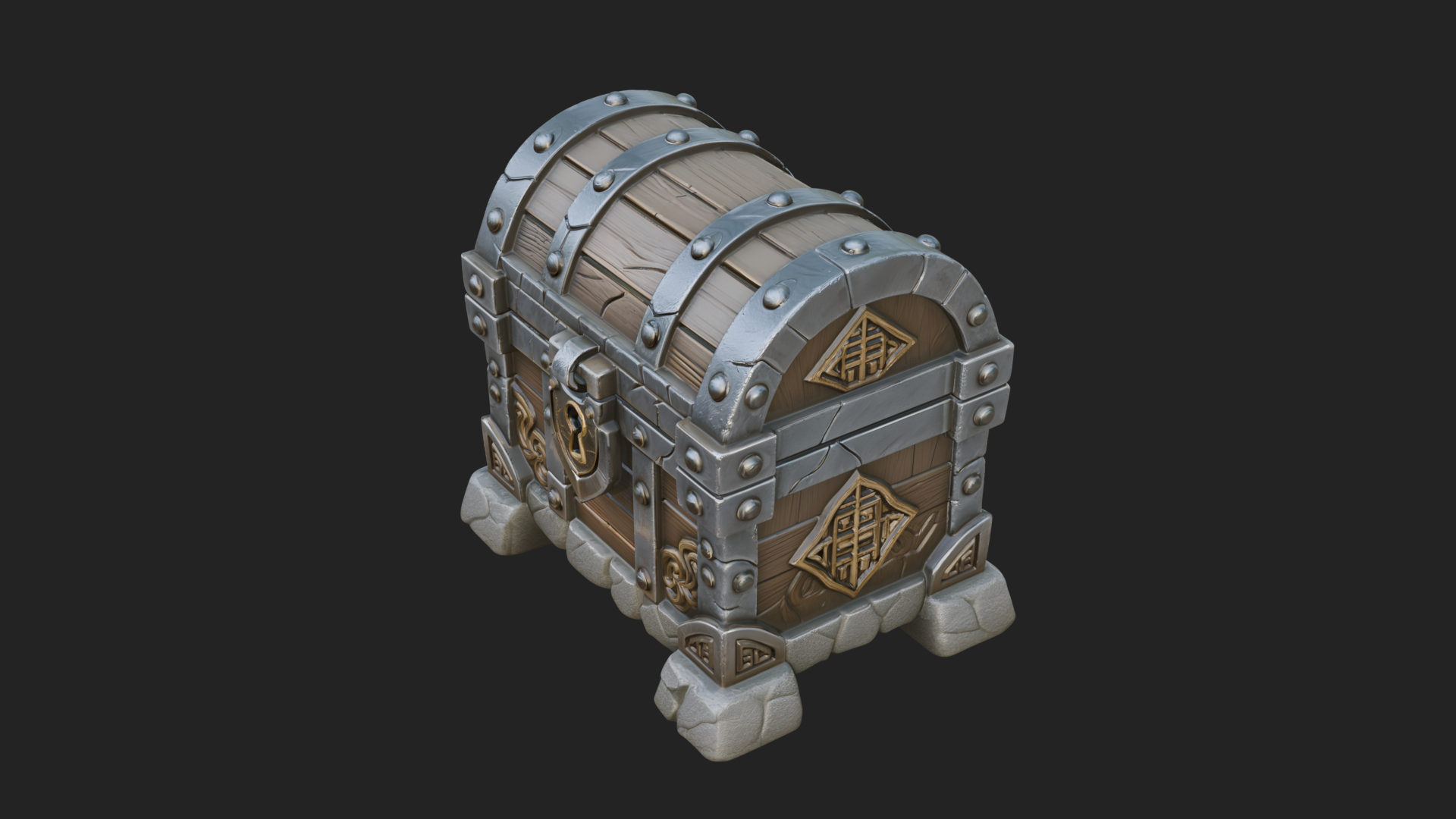 Carved Treasure Chest Model Design 14 3D Print Model 3D Model