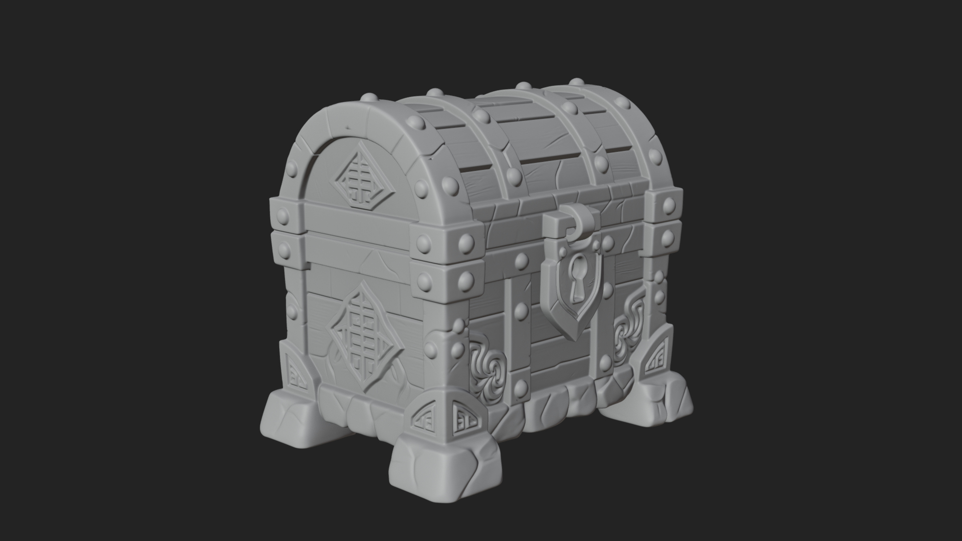 Carved Treasure Chest Model Design 14 3D Print Model 3D Model