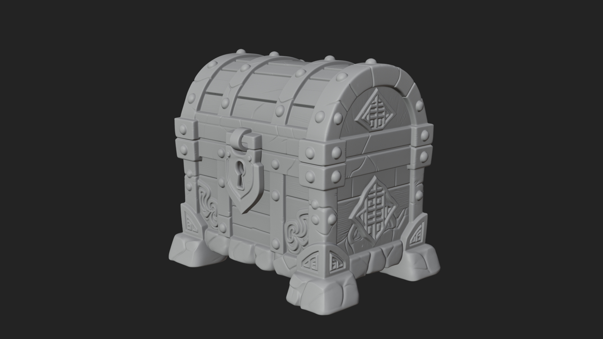 Carved Treasure Chest Model Design 14 3D Print Model 3D Model