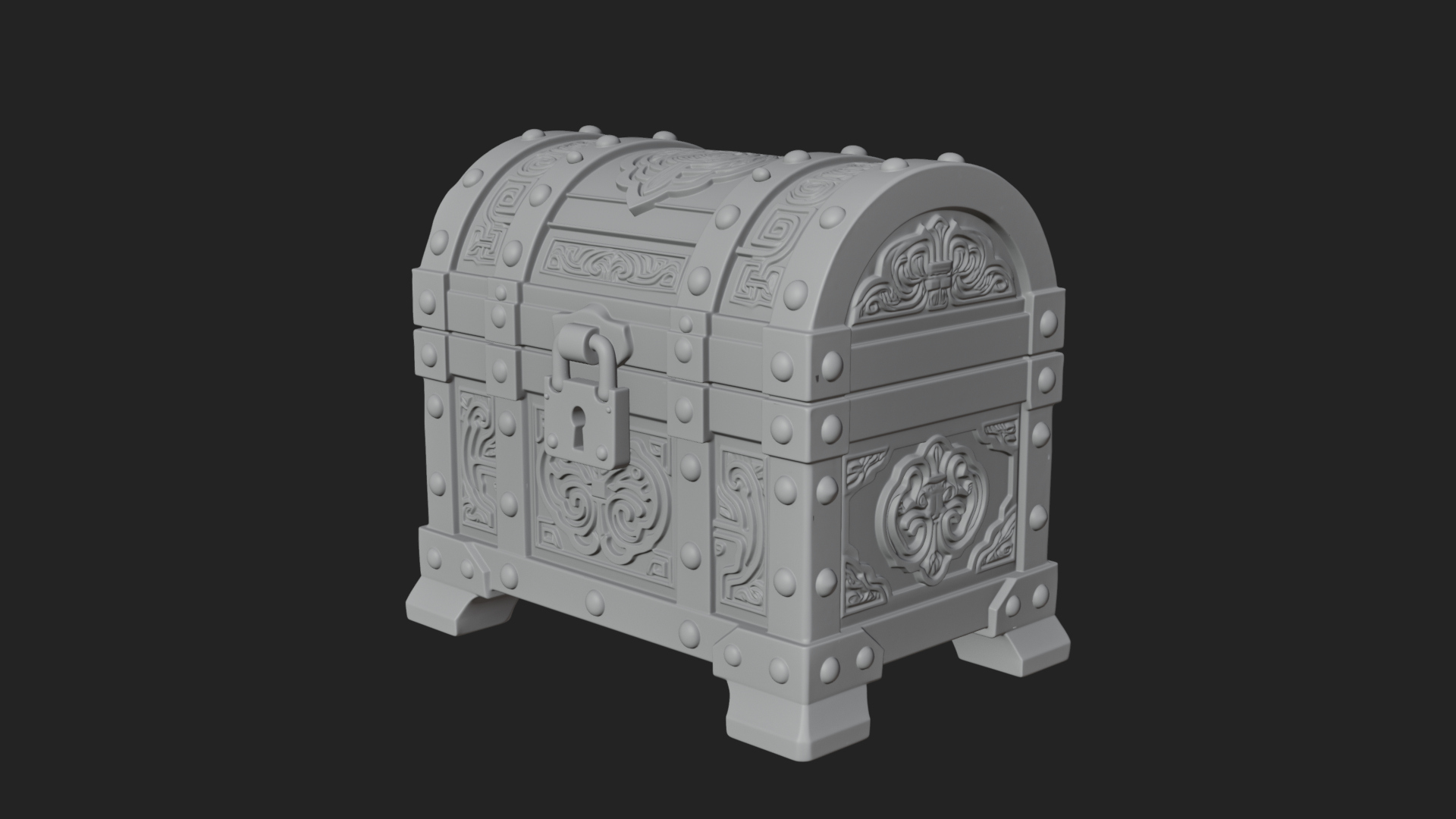 Carved Treasure Chest Model Design 15 3D Print Model 3D Model