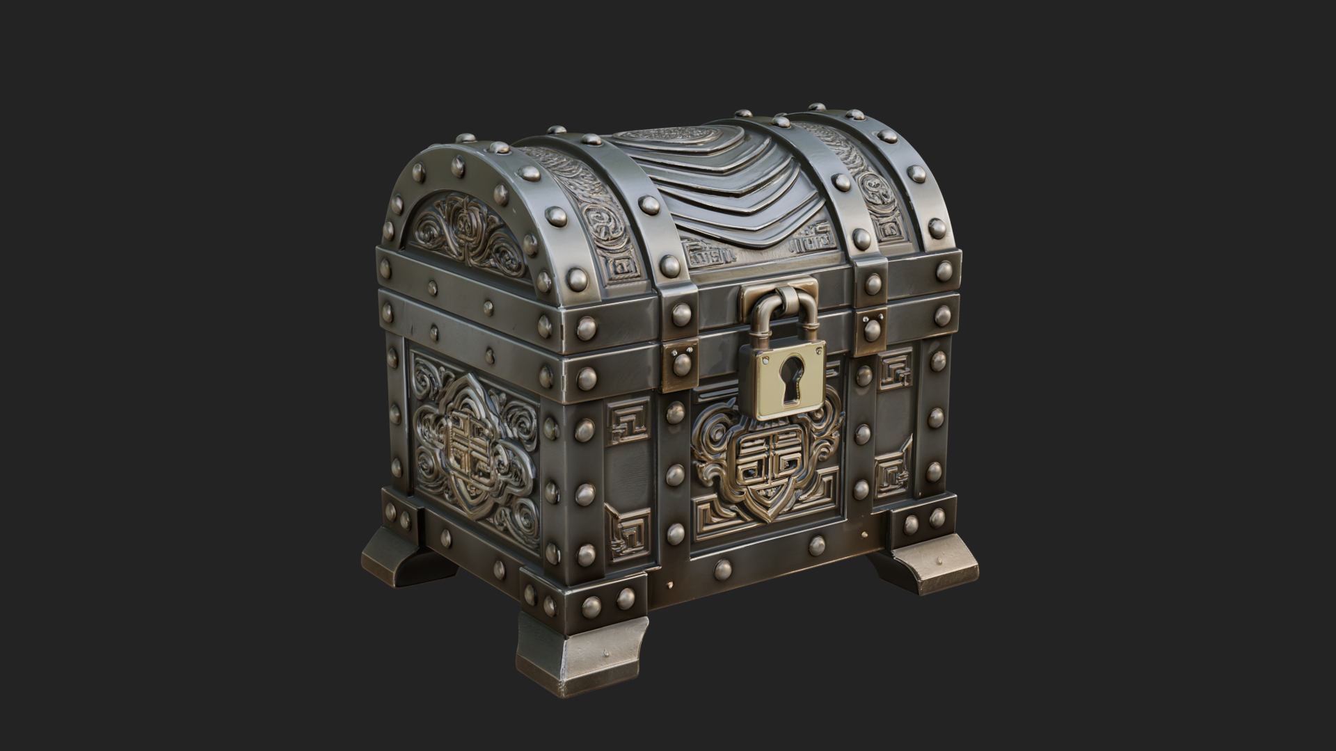 Carved Treasure Chest Model Design 16 3D Print Model 3D Model