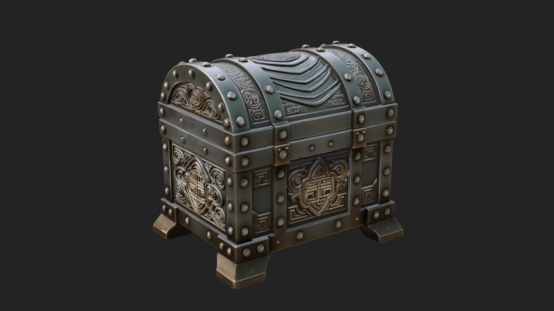 Carved Treasure Chest Model Design 16 3D Print Model 3D Model