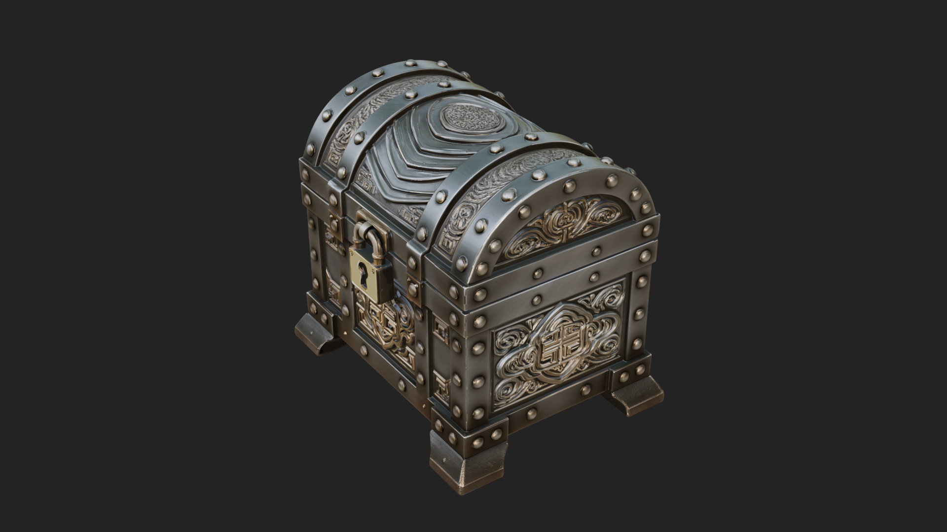 Carved Treasure Chest Model Design 16 3D Print Model 3D Model
