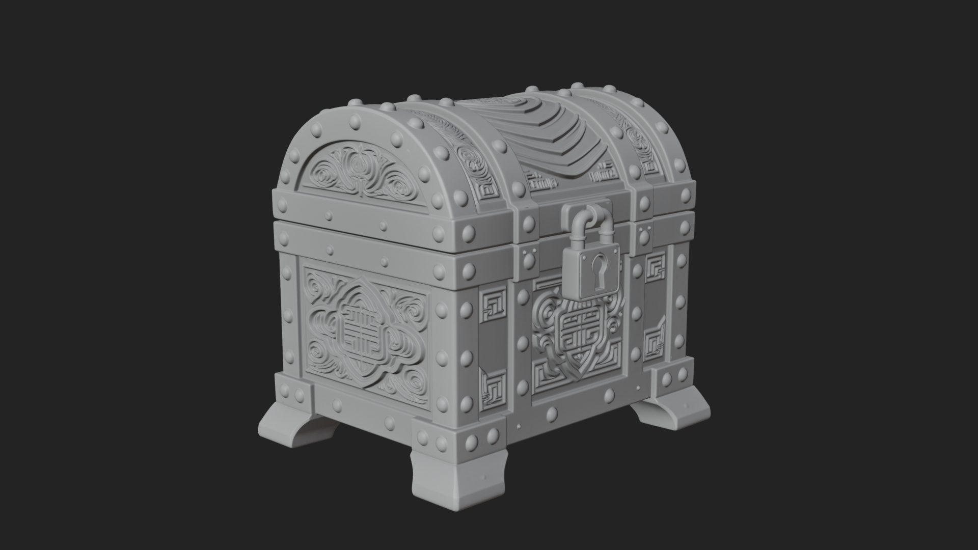 Carved Treasure Chest Model Design 16 3D Print Model 3D Model