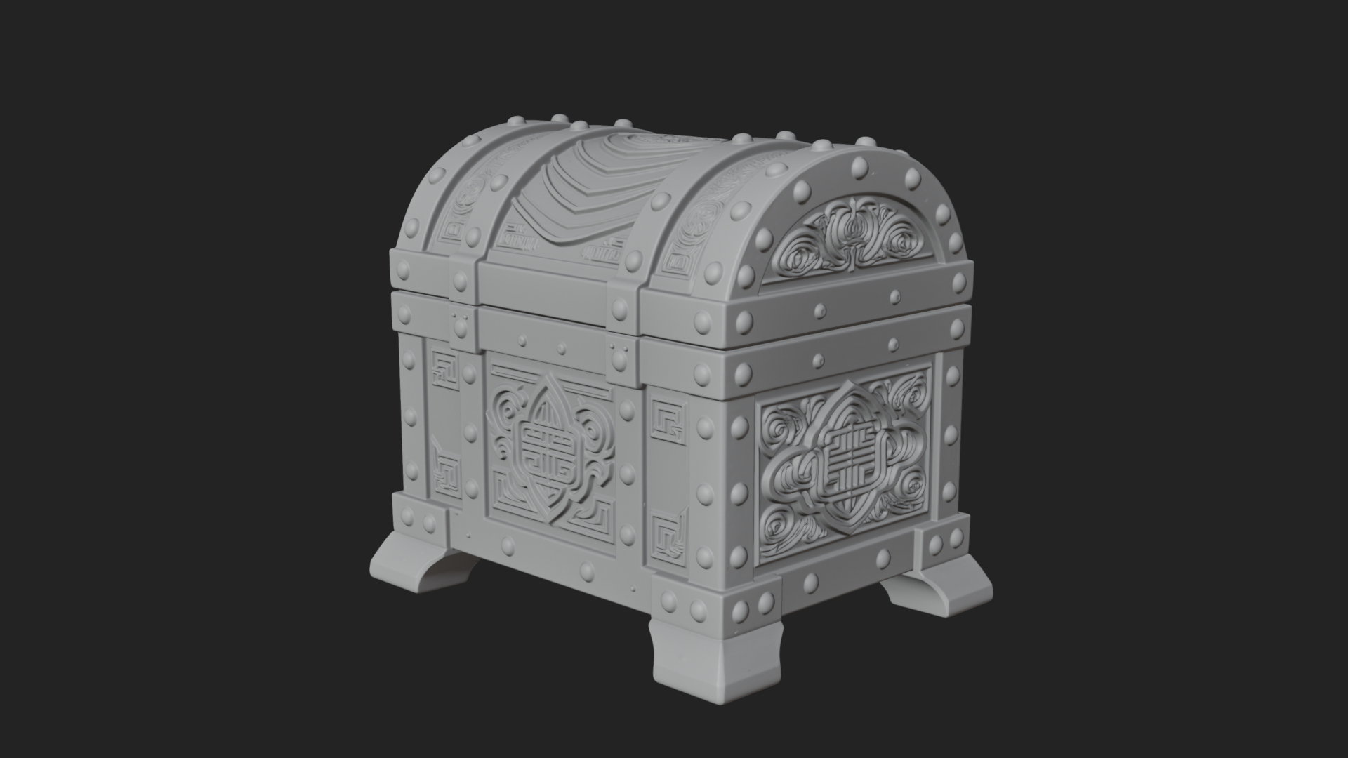 Carved Treasure Chest Model Design 16 3D Print Model 3D Model