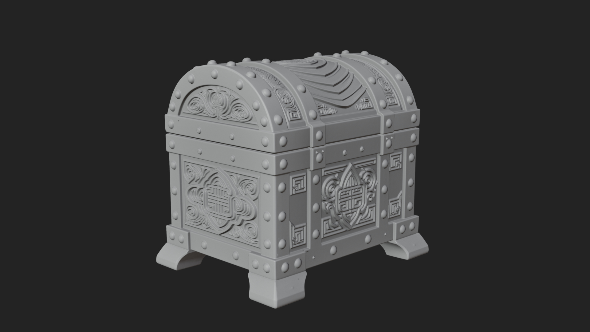 Carved Treasure Chest Model Design 16 3D Print Model 3D Model