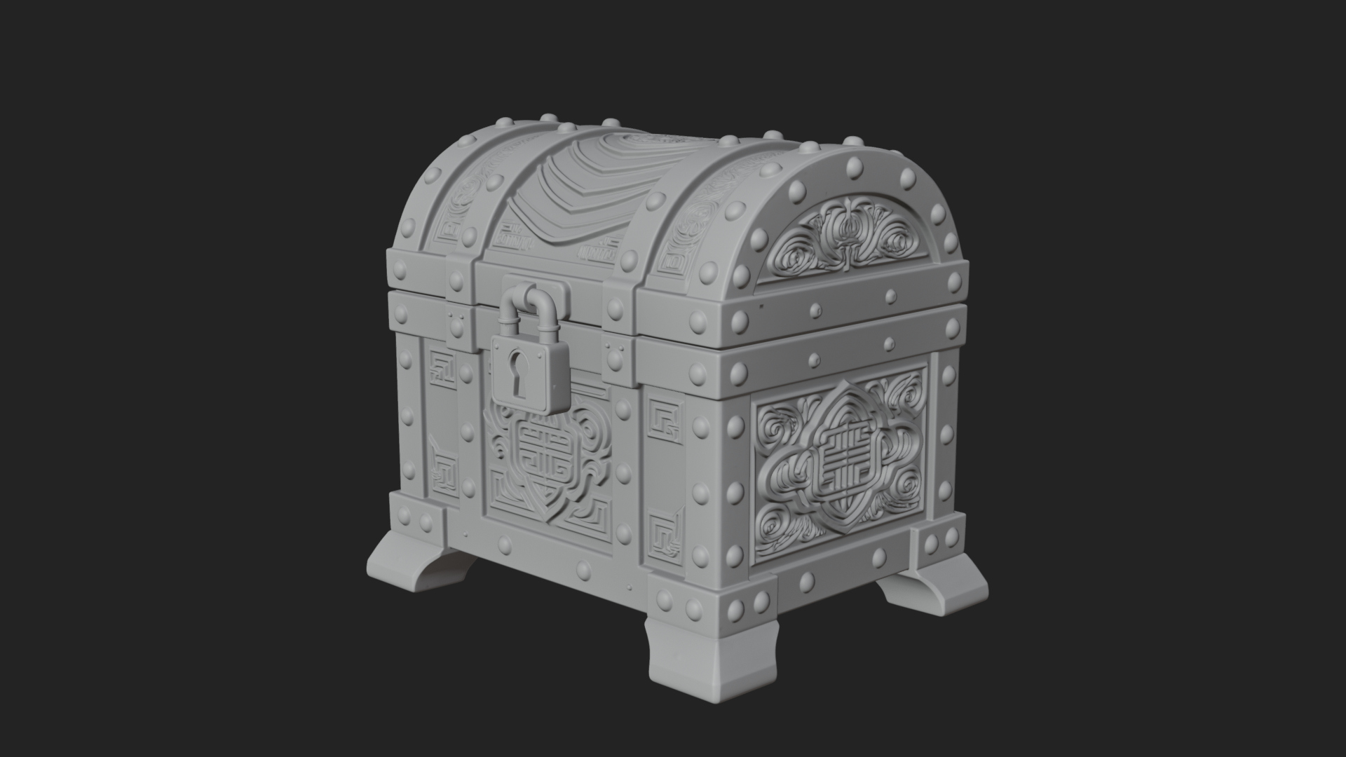 Carved Treasure Chest Model Design 16 3D Print Model 3D Model