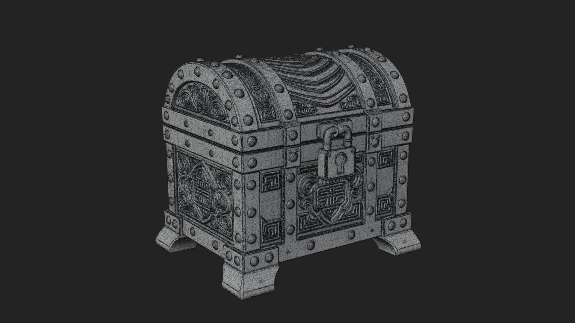 Carved Treasure Chest Model Design 16 3D Print Model 3D Model