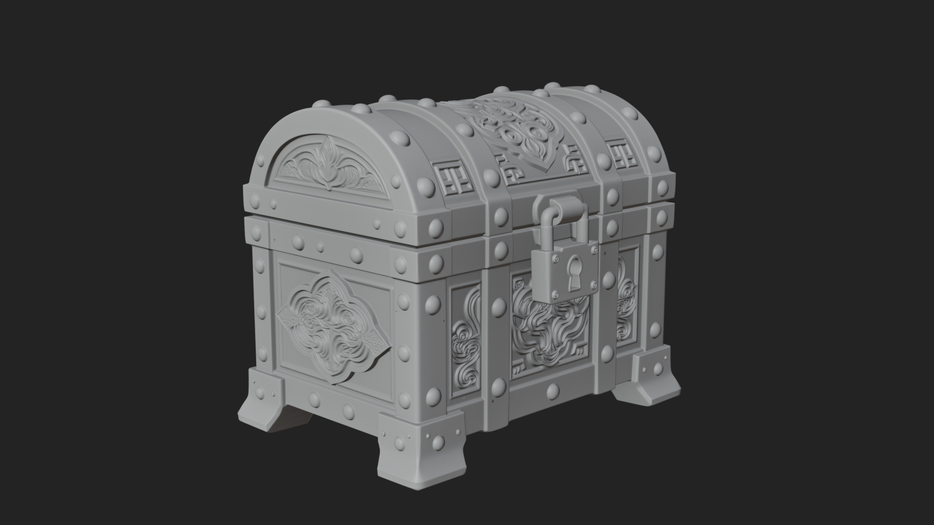 Carved Treasure Chest Model Design 17 3D Print Model 3D Model