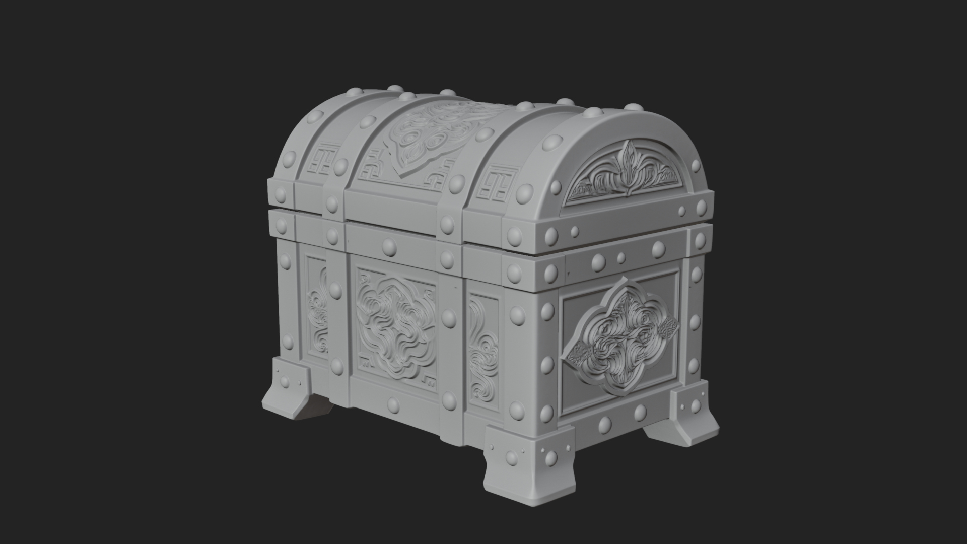 Carved Treasure Chest Model Design 17 3D Print Model 3D Model