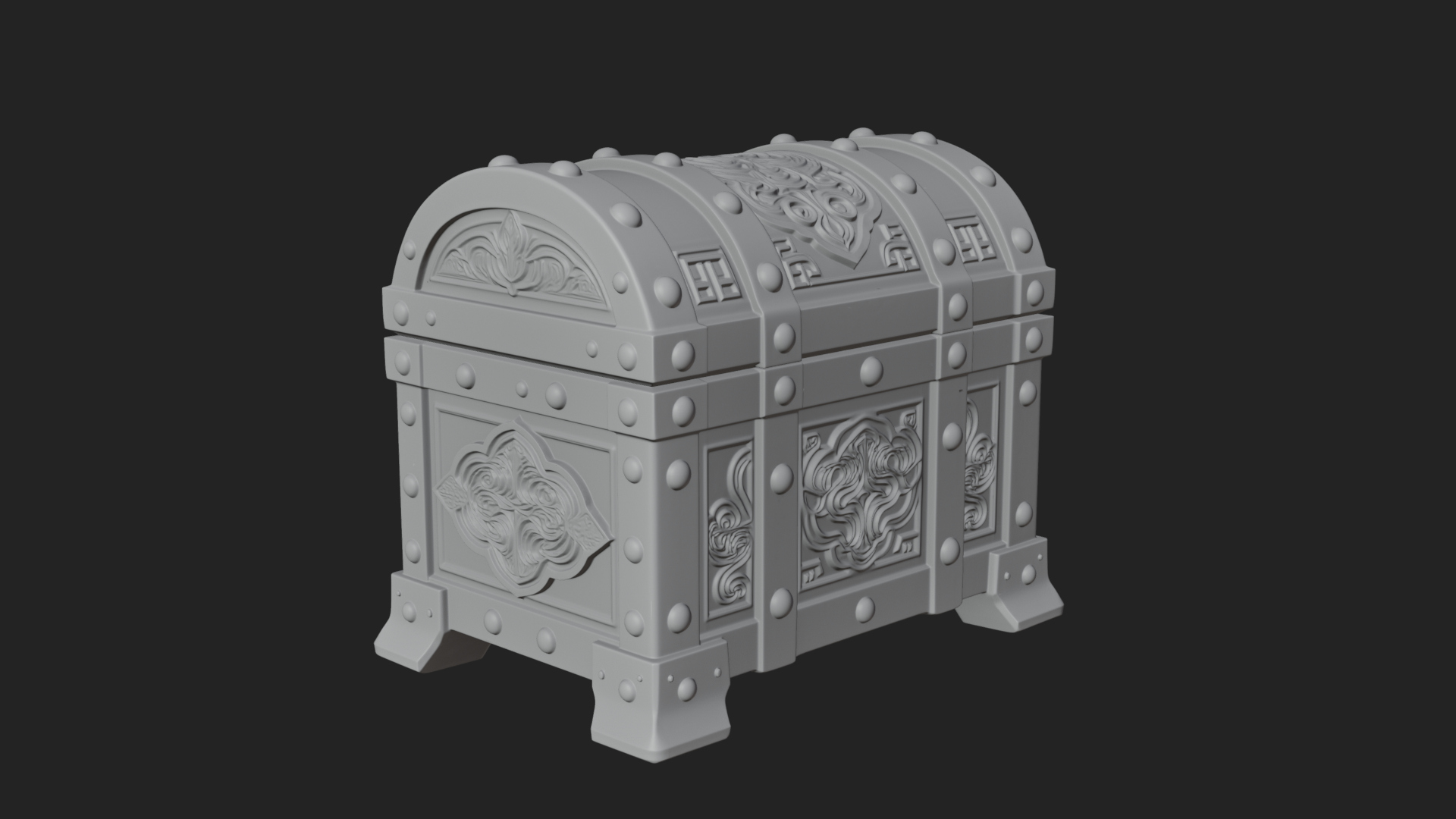 Carved Treasure Chest Model Design 17 3D Print Model 3D Model