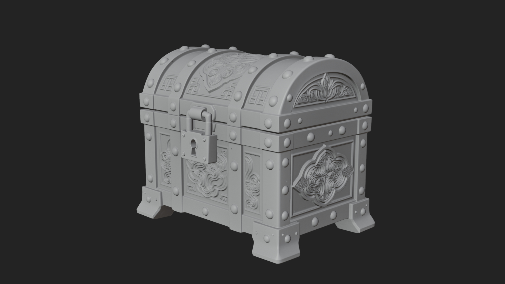 Carved Treasure Chest Model Design 17 3D Print Model 3D Model