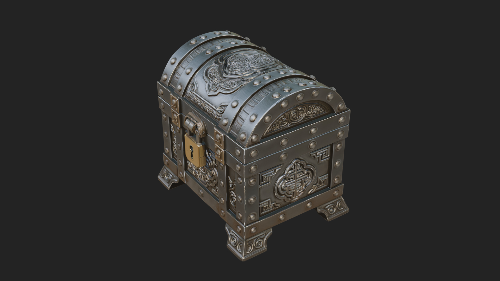 Carved Treasure Chest Model Design 18 3D Print Model 3D Model