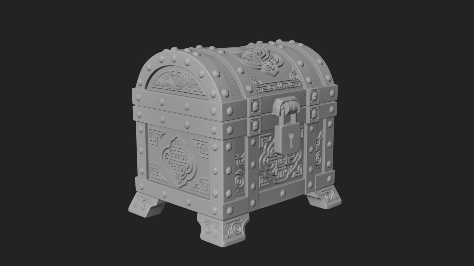 Carved Treasure Chest Model Design 18 3D Print Model 3D Model