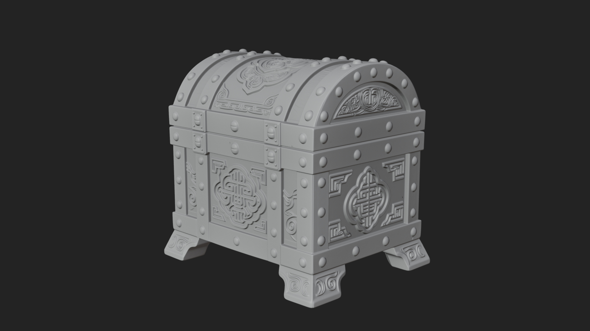 Carved Treasure Chest Model Design 18 3D Print Model 3D Model