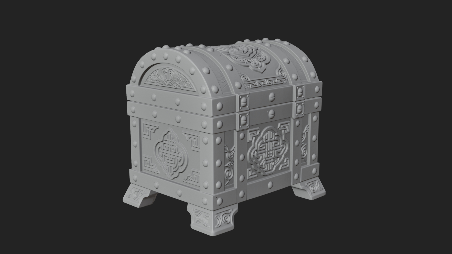 Carved Treasure Chest Model Design 18 3D Print Model 3D Model