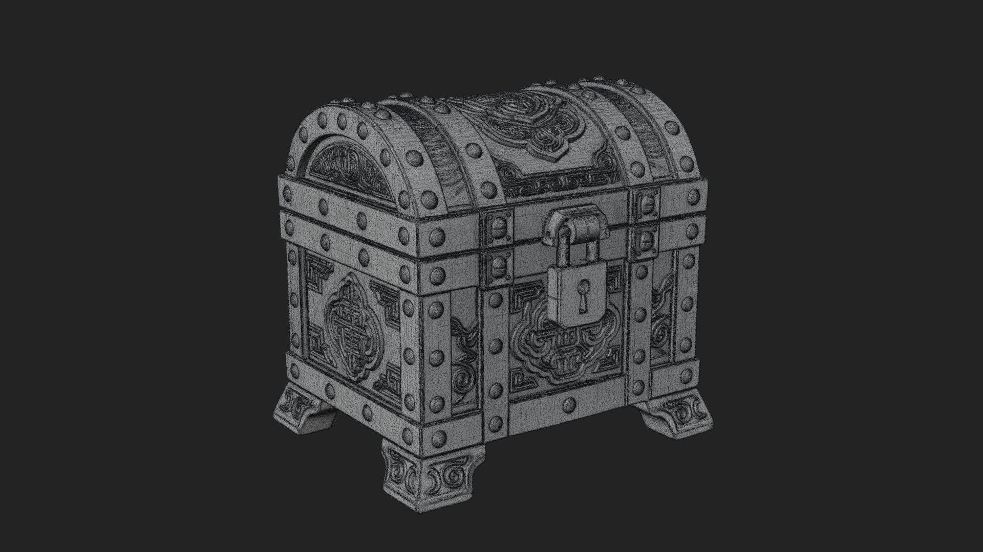 Carved Treasure Chest Model Design 18 3D Print Model 3D Model