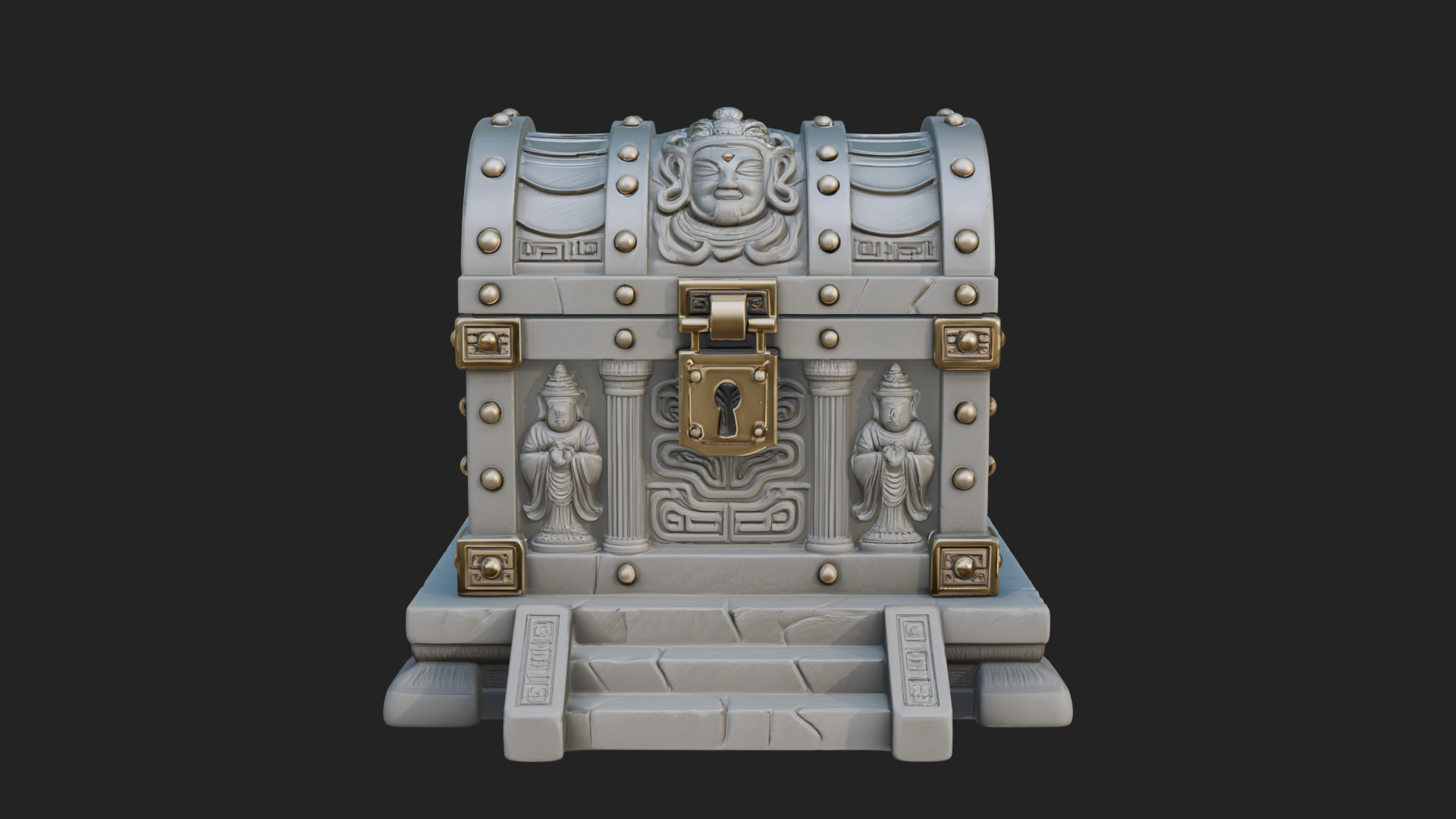 Carved Treasure Chest Model Design 2 3D Print Model 3D Model