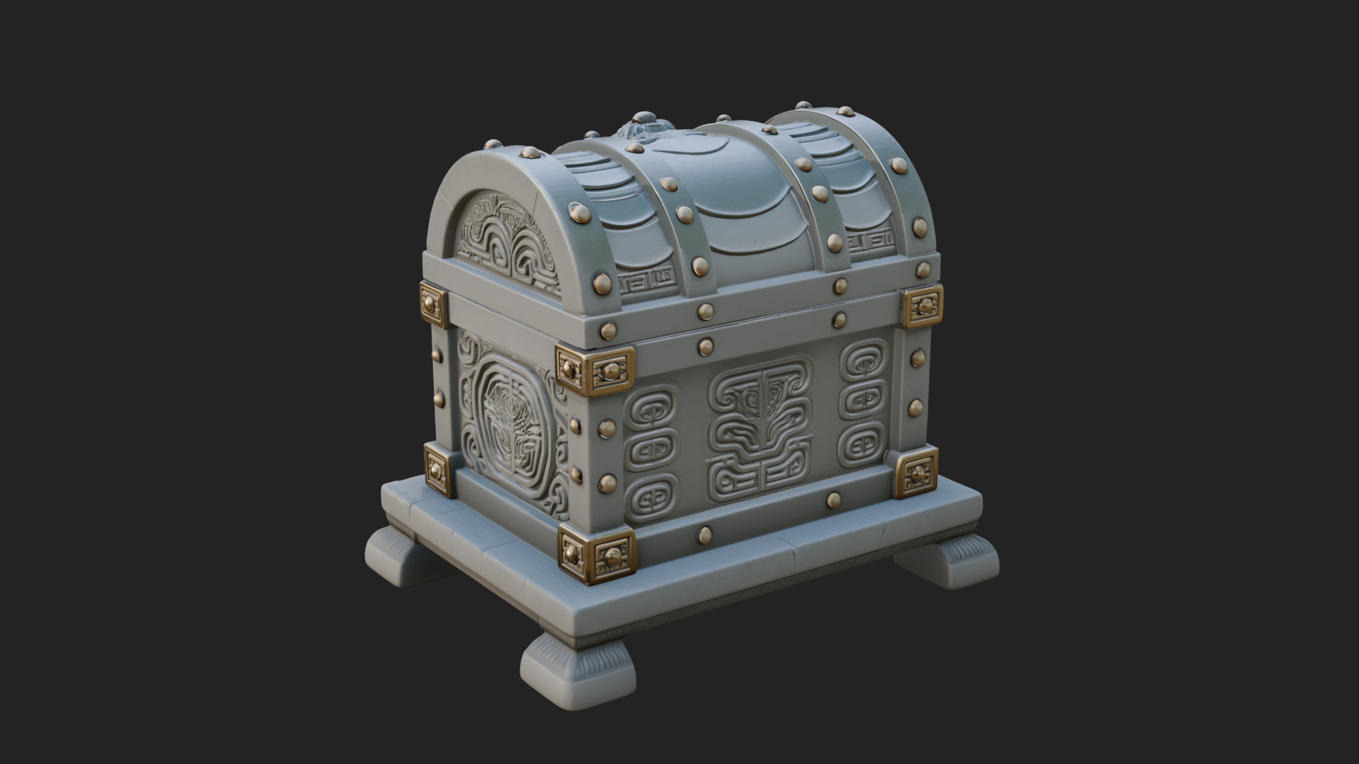 Carved Treasure Chest Model Design 2 3D Print Model 3D Model