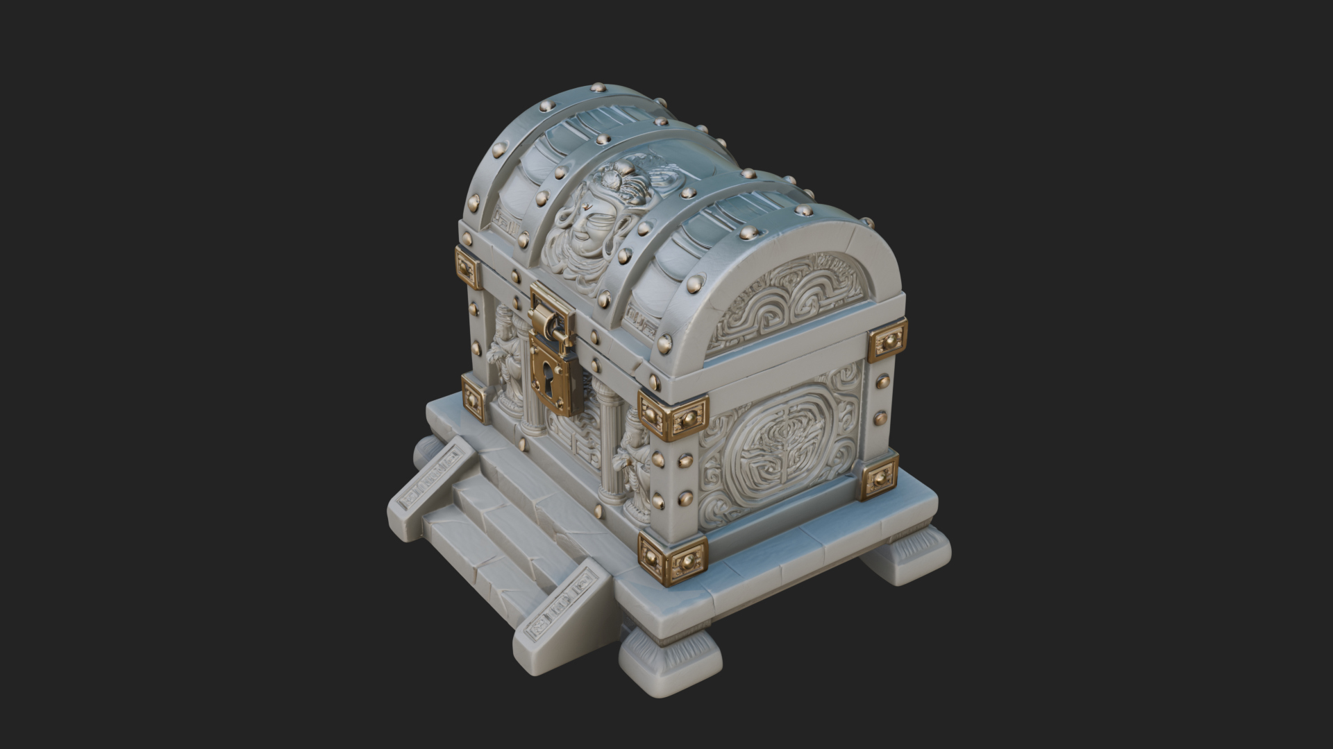 Carved Treasure Chest Model Design 2 3D Print Model 3D Model