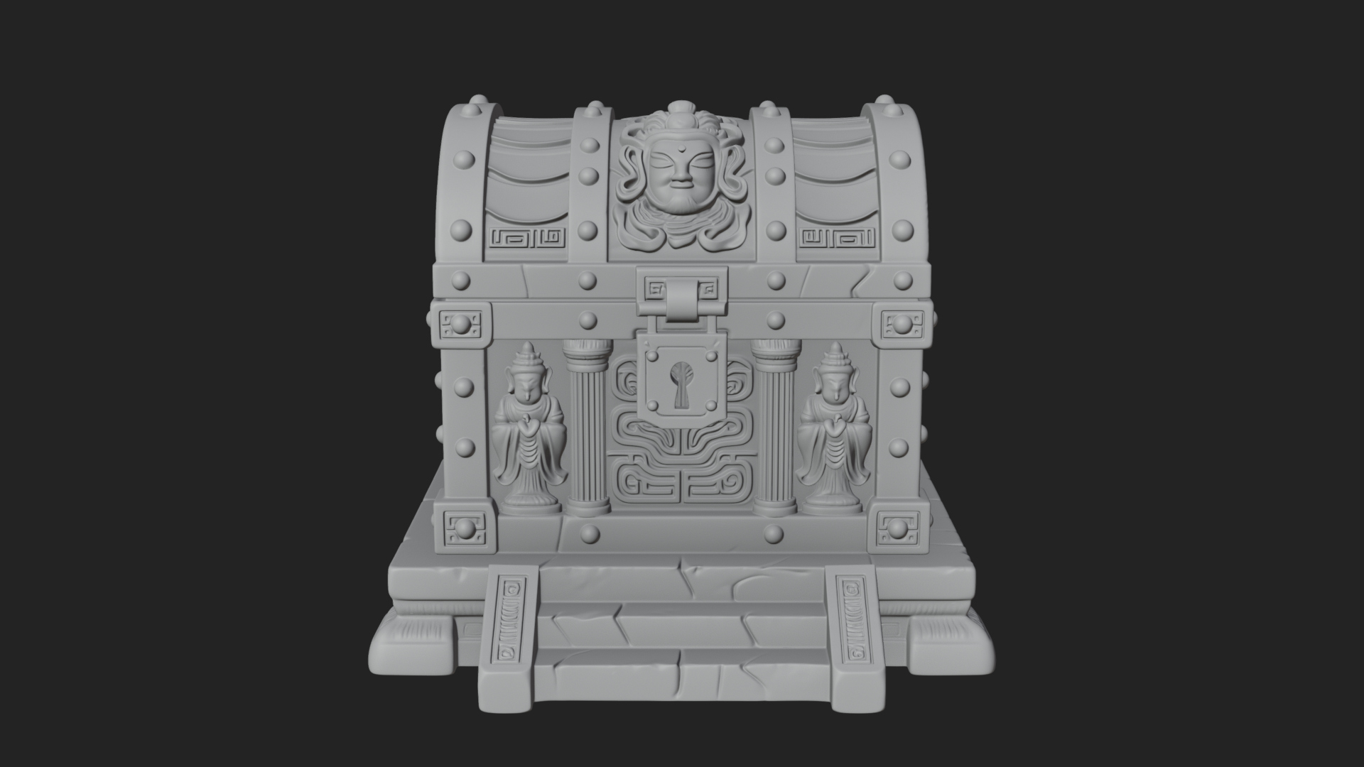 Carved Treasure Chest Model Design 2 3D Print Model 3D Model