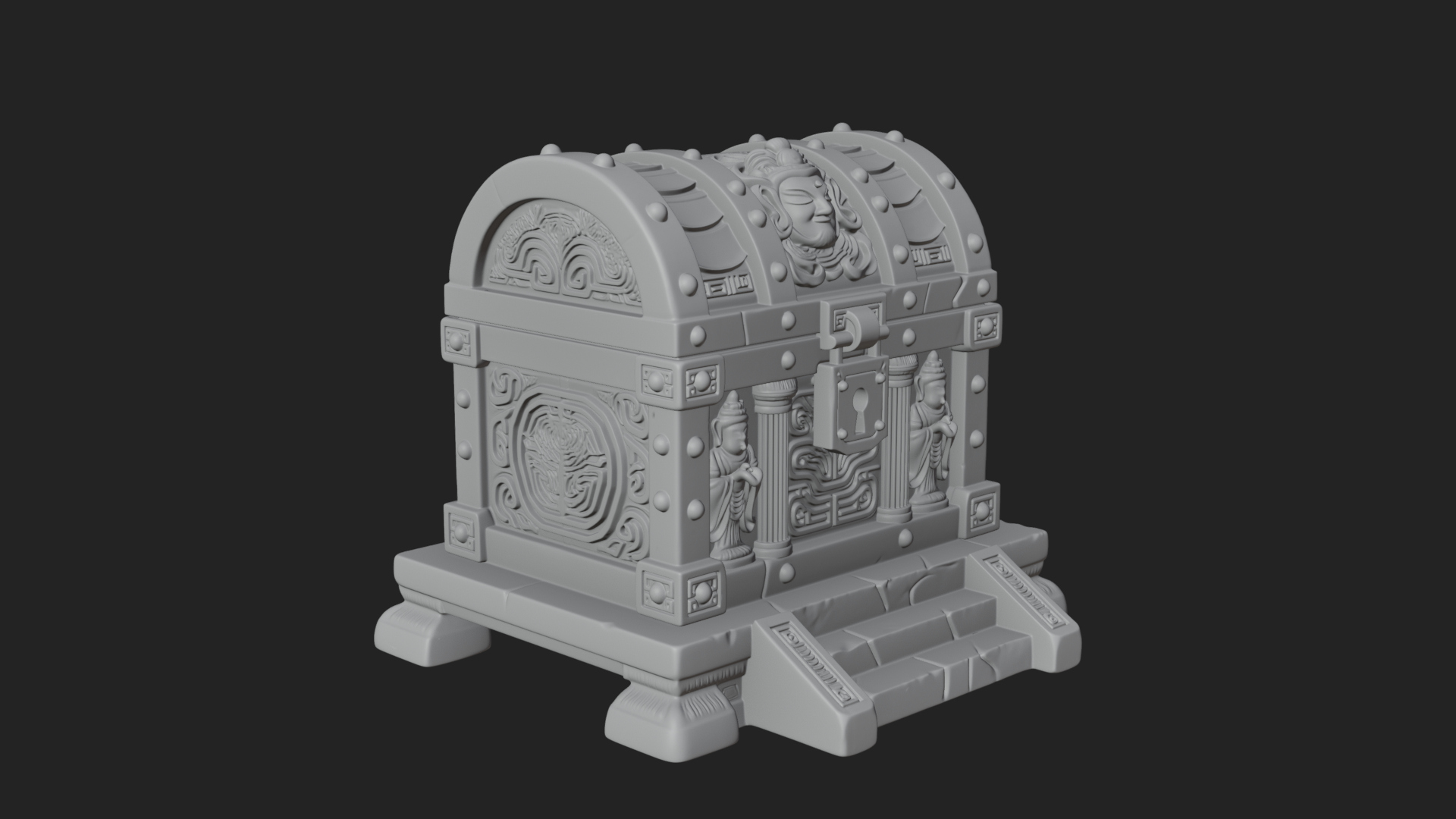 Carved Treasure Chest Model Design 2 3D Print Model 3D Model