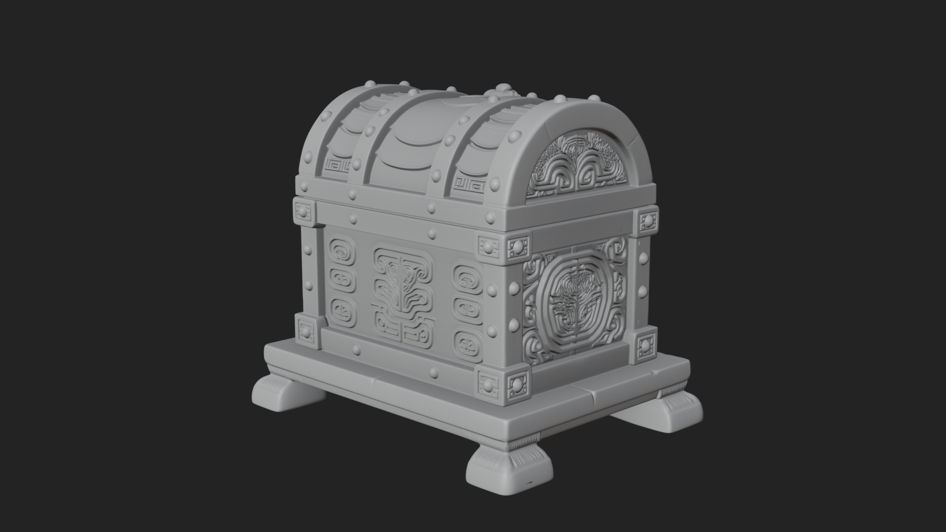 Carved Treasure Chest Model Design 2 3D Print Model 3D Model