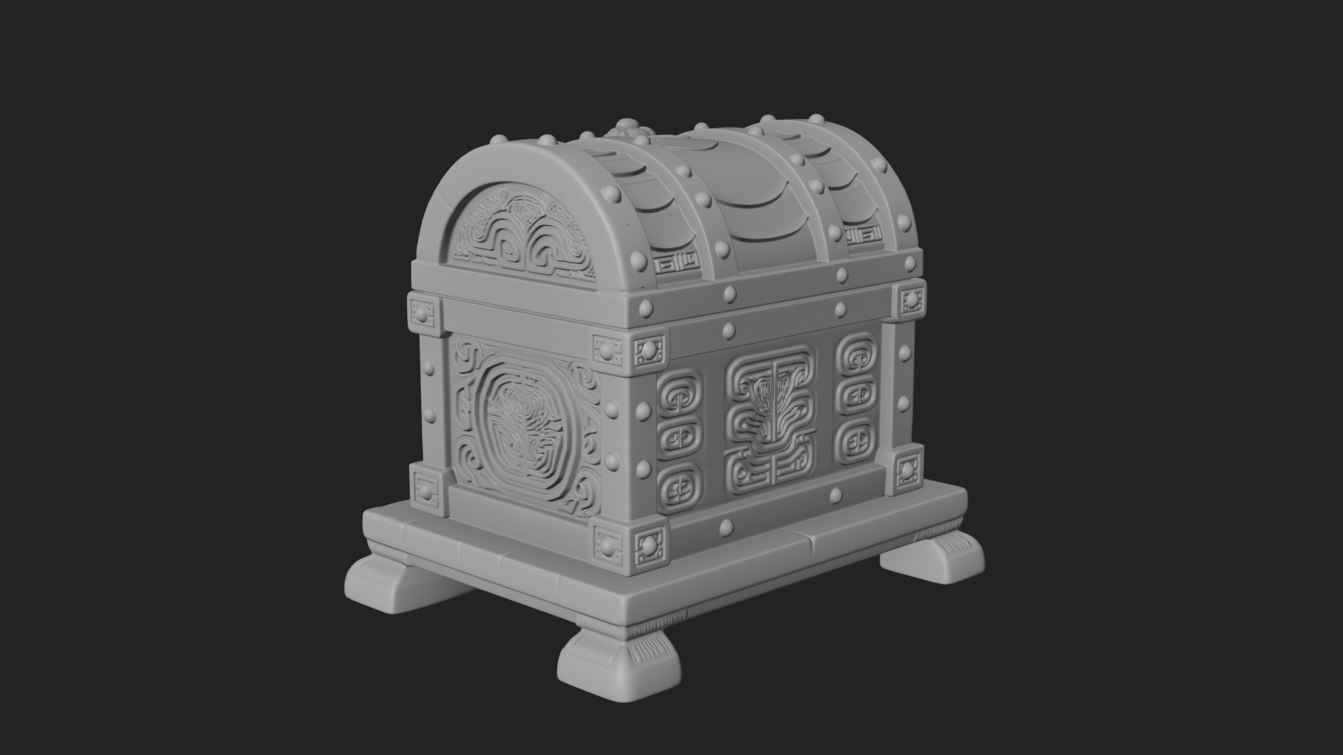 Carved Treasure Chest Model Design 2 3D Print Model 3D Model