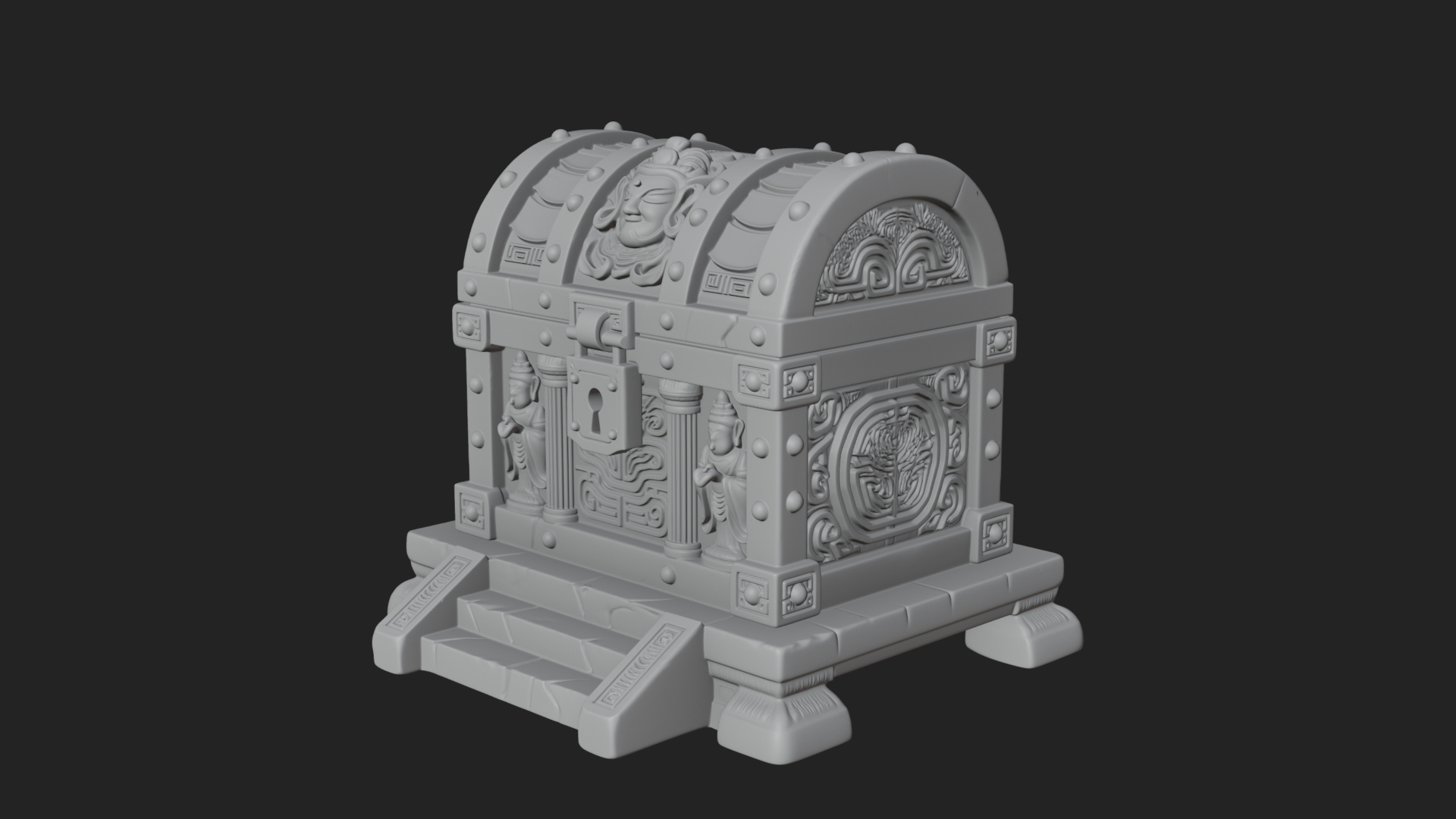 Carved Treasure Chest Model Design 2 3D Print Model 3D Model