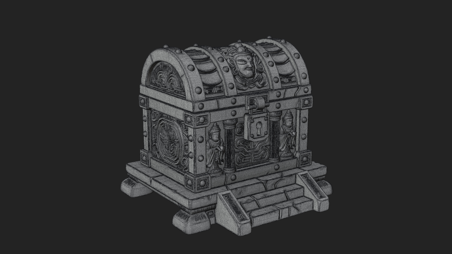 Carved Treasure Chest Model Design 2 3D Print Model 3D Model
